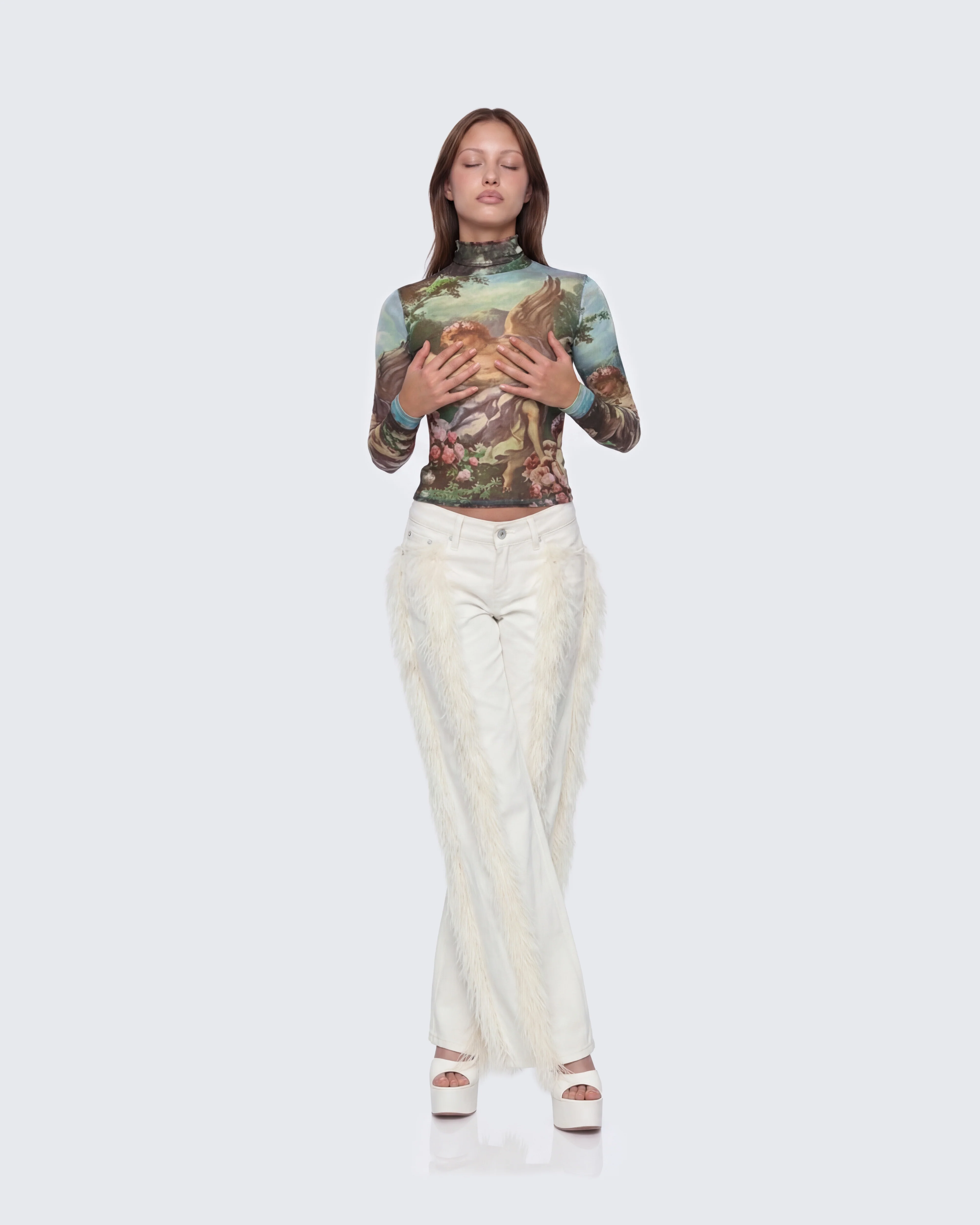 Neo Print Mesh Tatt Cherub Top - Image 5