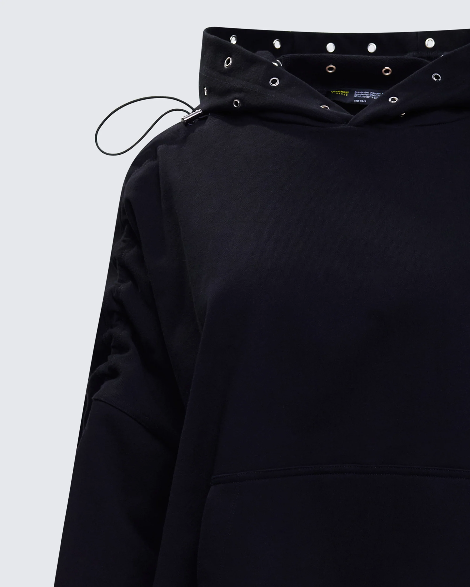Nerea Black Eyelet Trimmed Toggled Hoodie - Image 6