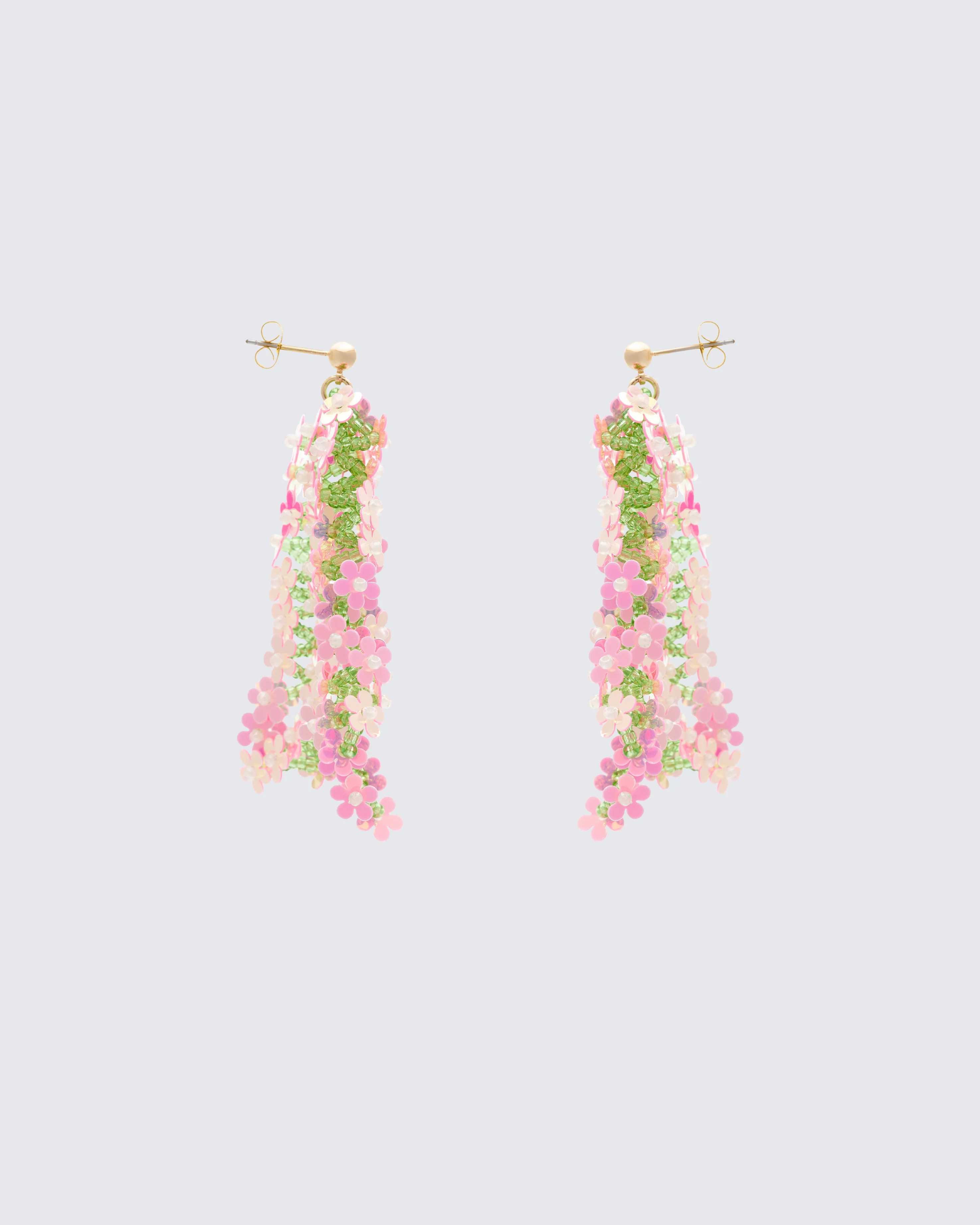 Neriel Pink Floral Chandelier Earrings - Image 2