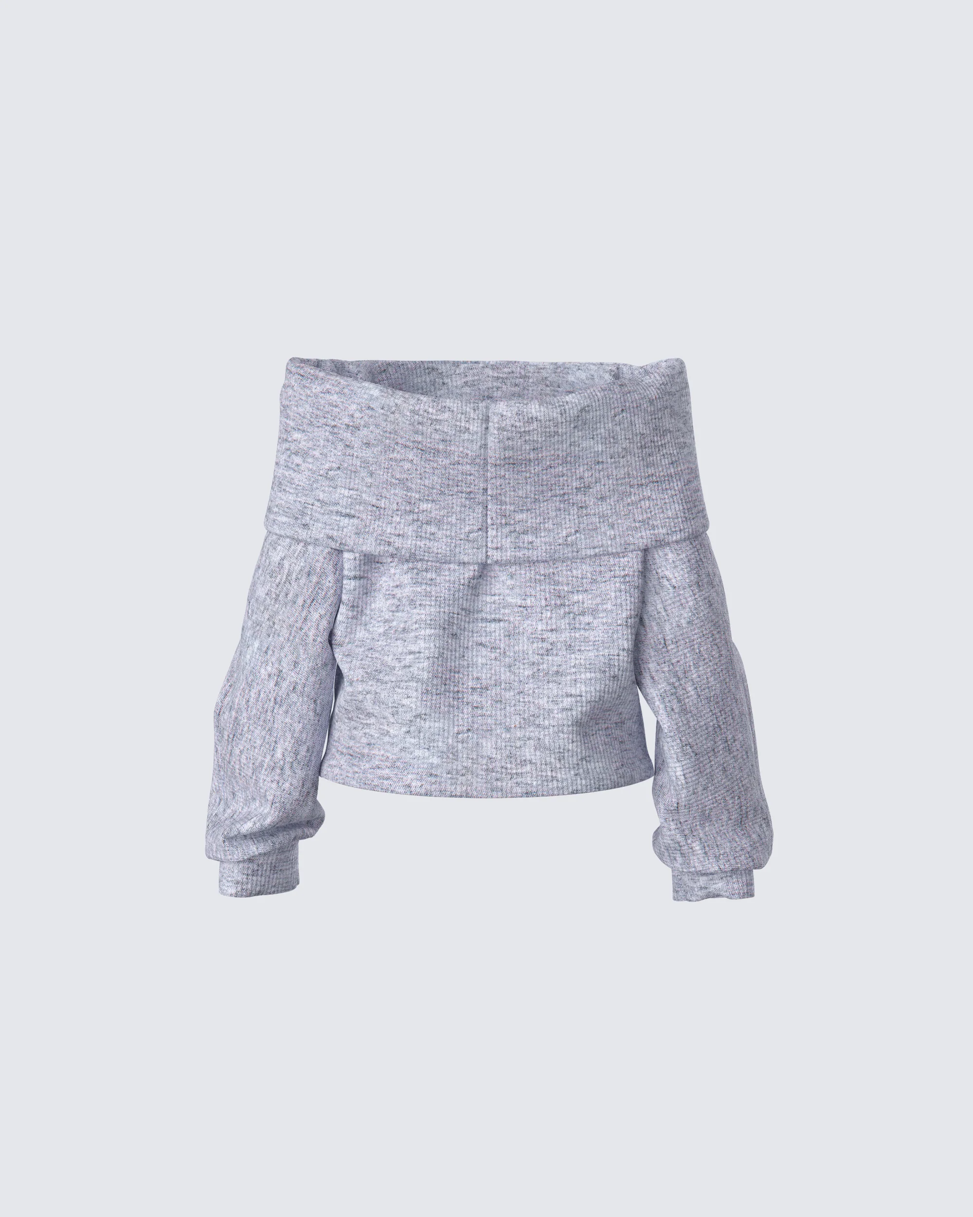 Nesa Grey Off Shoulder Sweater Top - Image 3