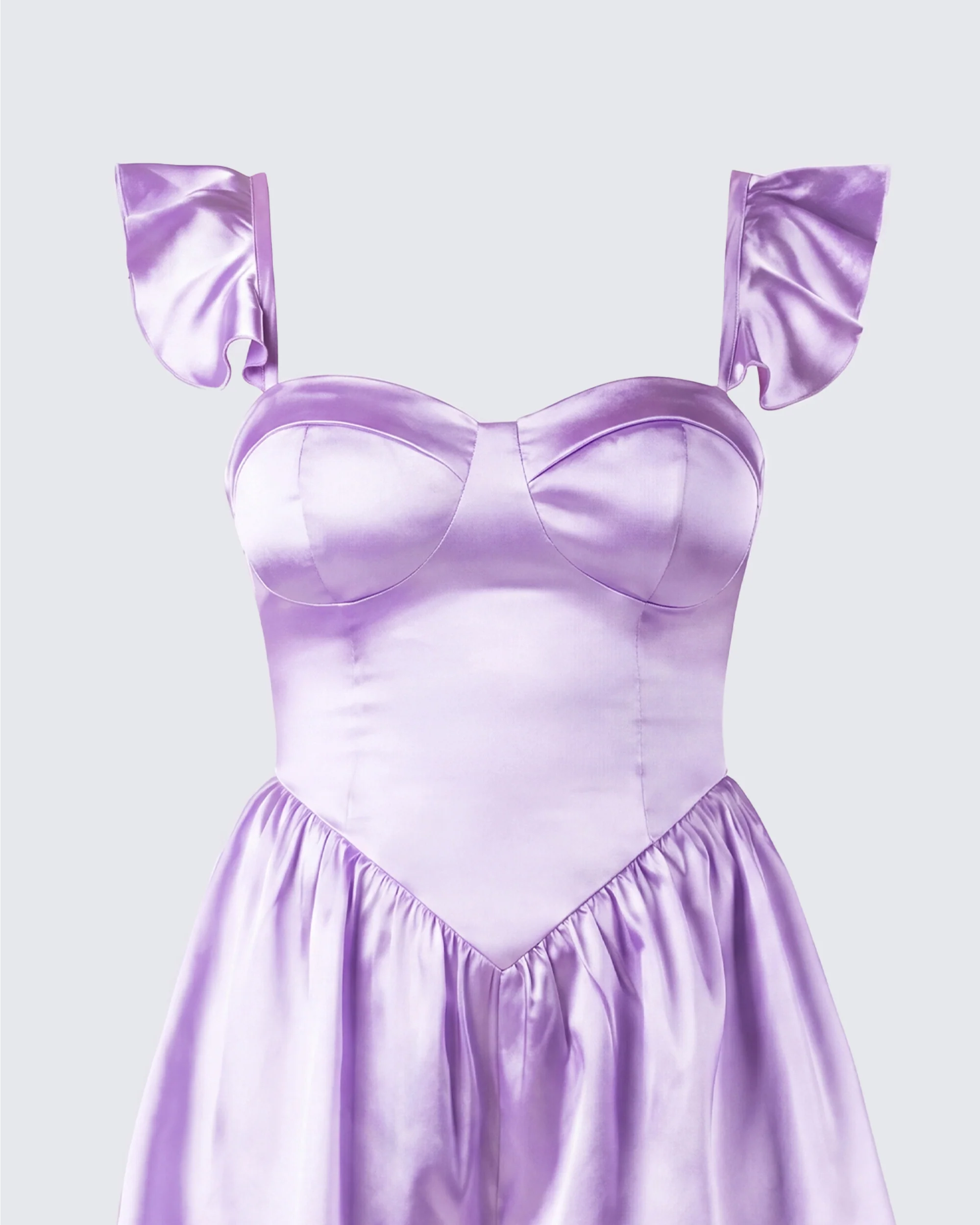 Nett Lavender Satin Ruffle Romper - Image 5