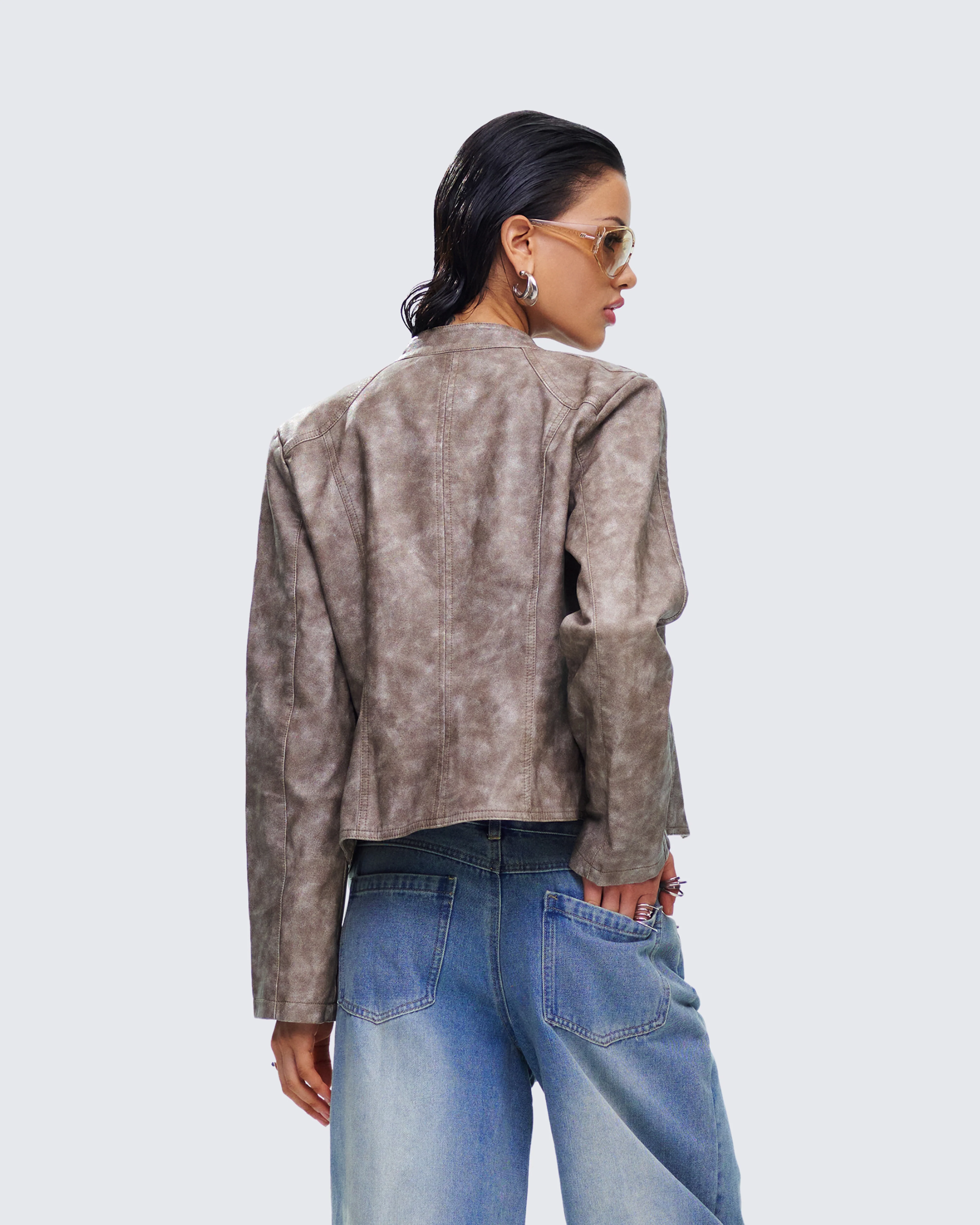 Nevelle Sage Wash Faux Leather Jacket - Image 7