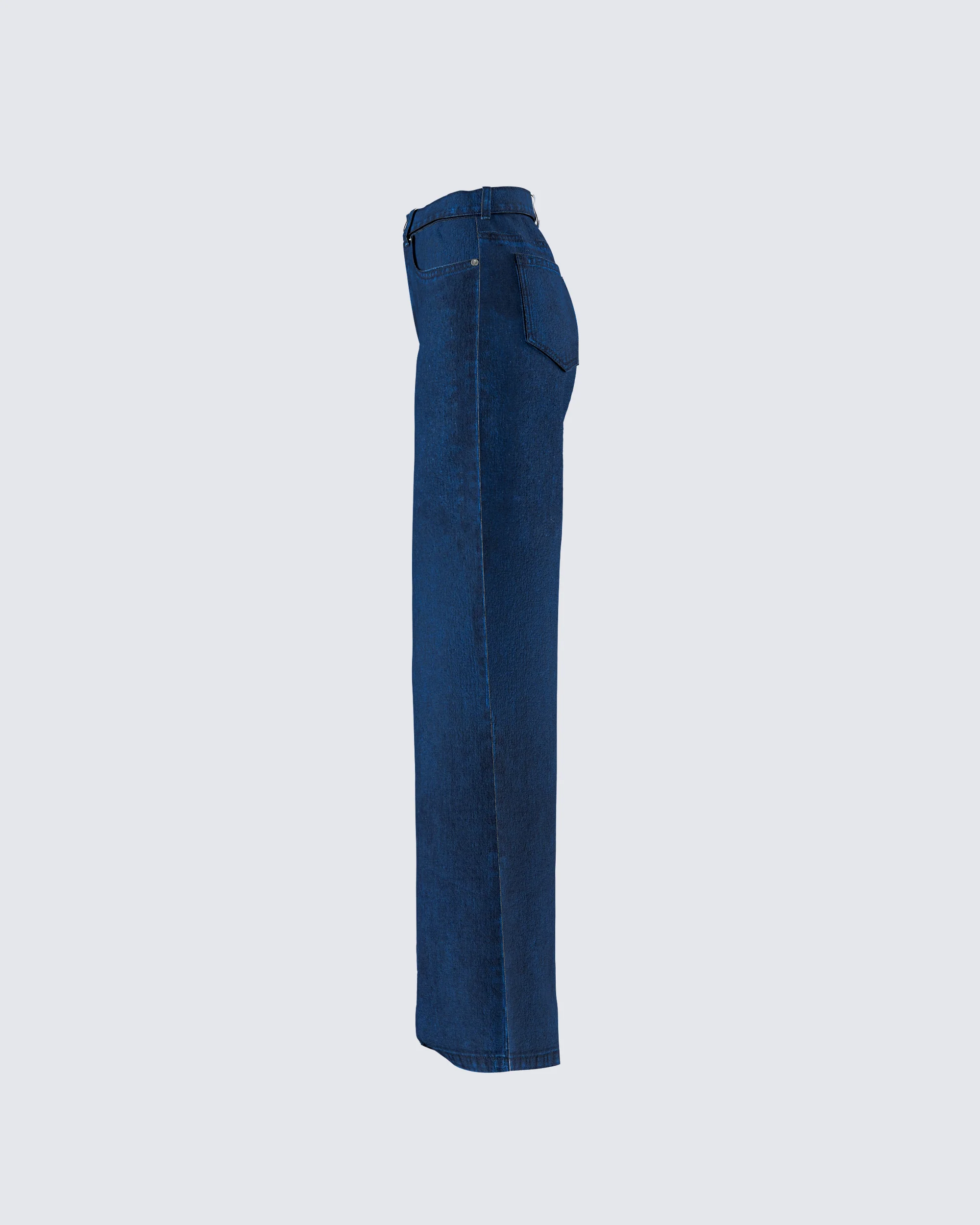 Nia High Waisted Dark Blue Jean - Image 2