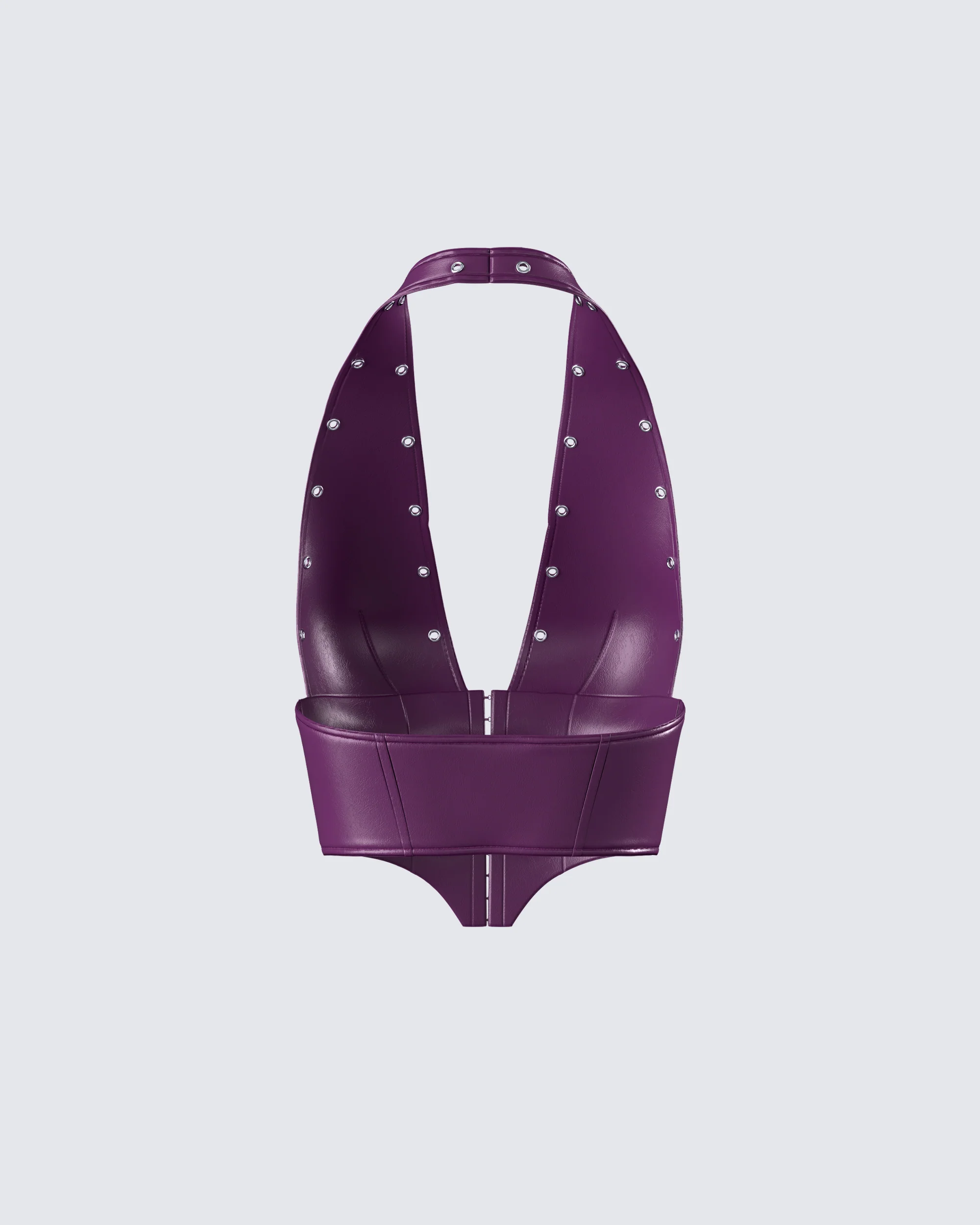 Nia Purple Vegan Leather Halter Top - Image 3
