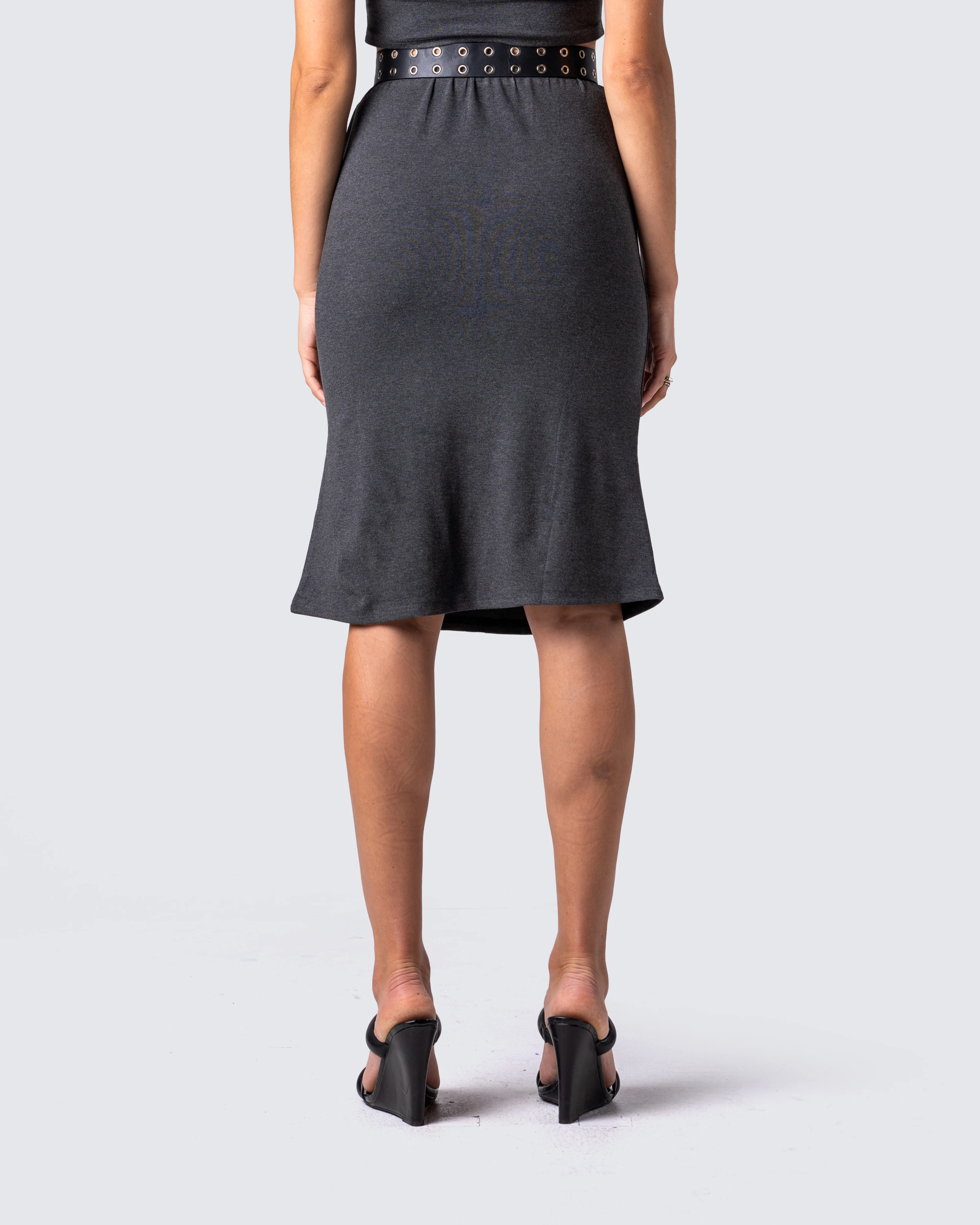 Nico Grey Jersey Midi Skirt - Image 6