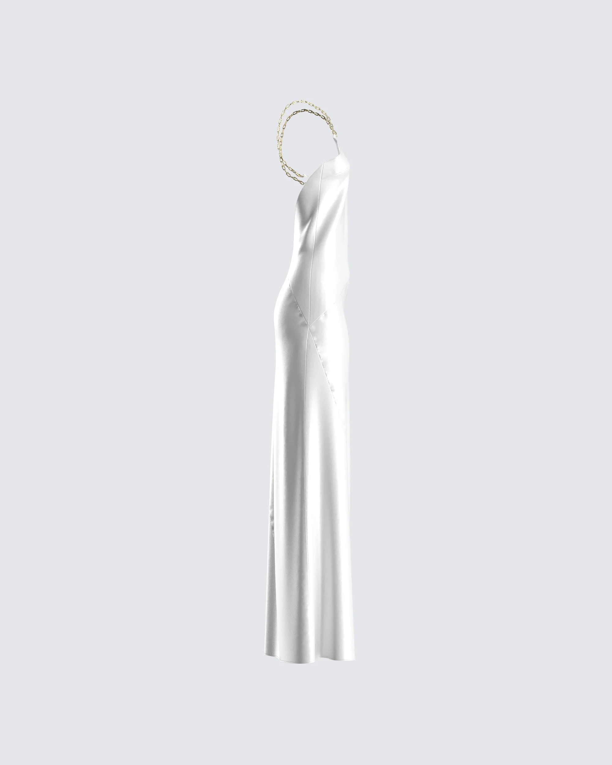 Nicola White Chain Maxi Dress - Image 2