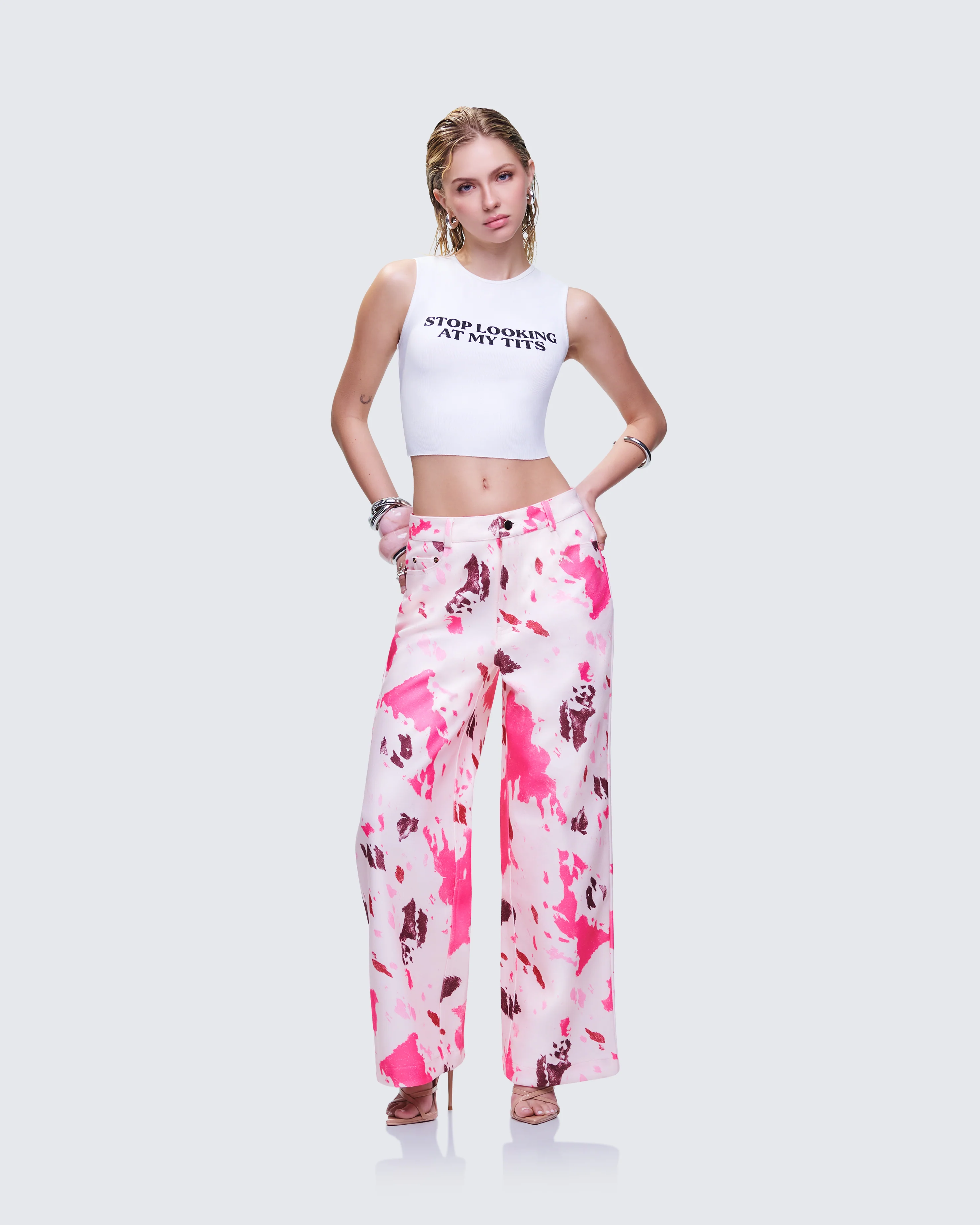 Nicolette White Rib Graphic Top - Image 5