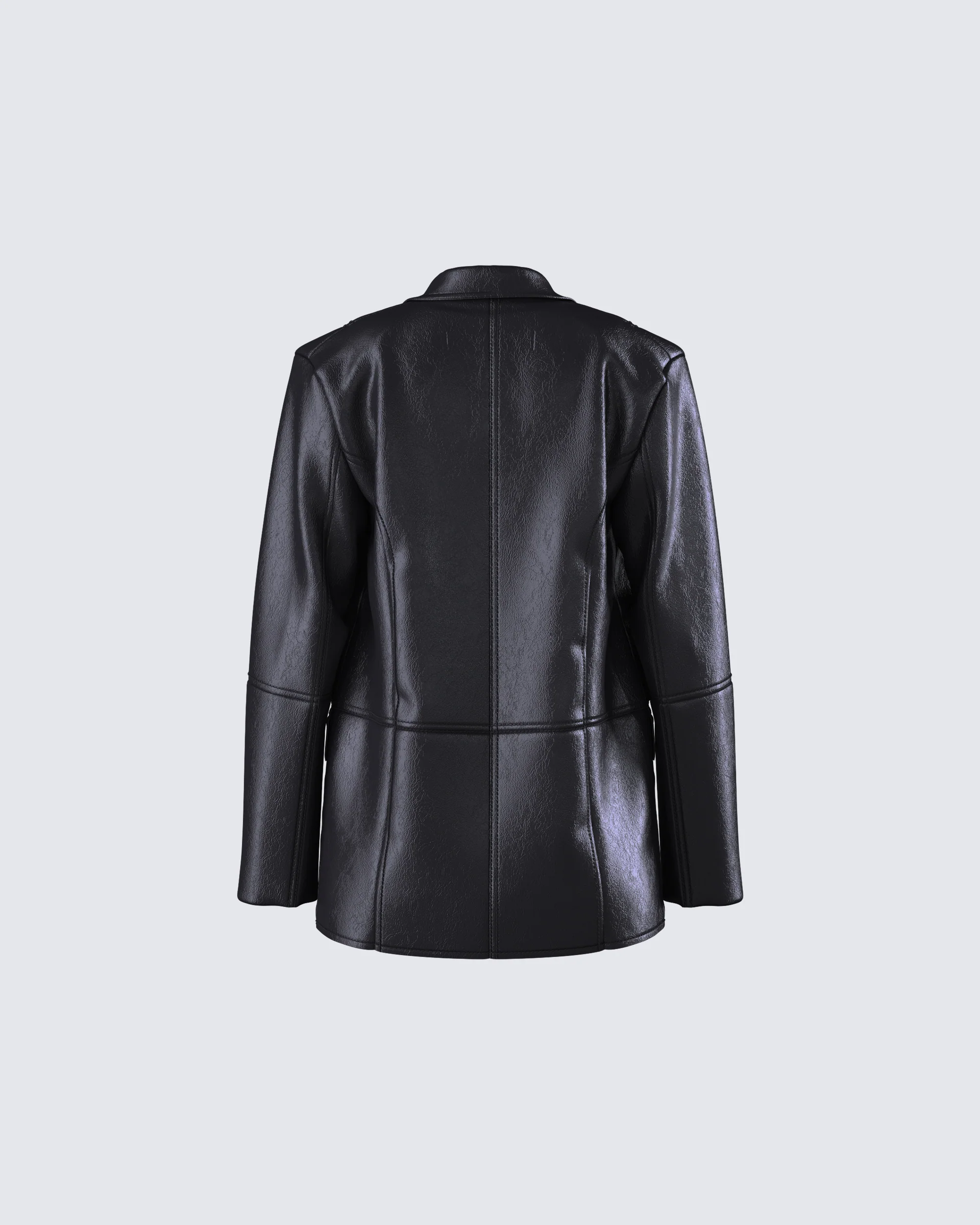 Nika Black Vegan Leather Blazer - Image 3