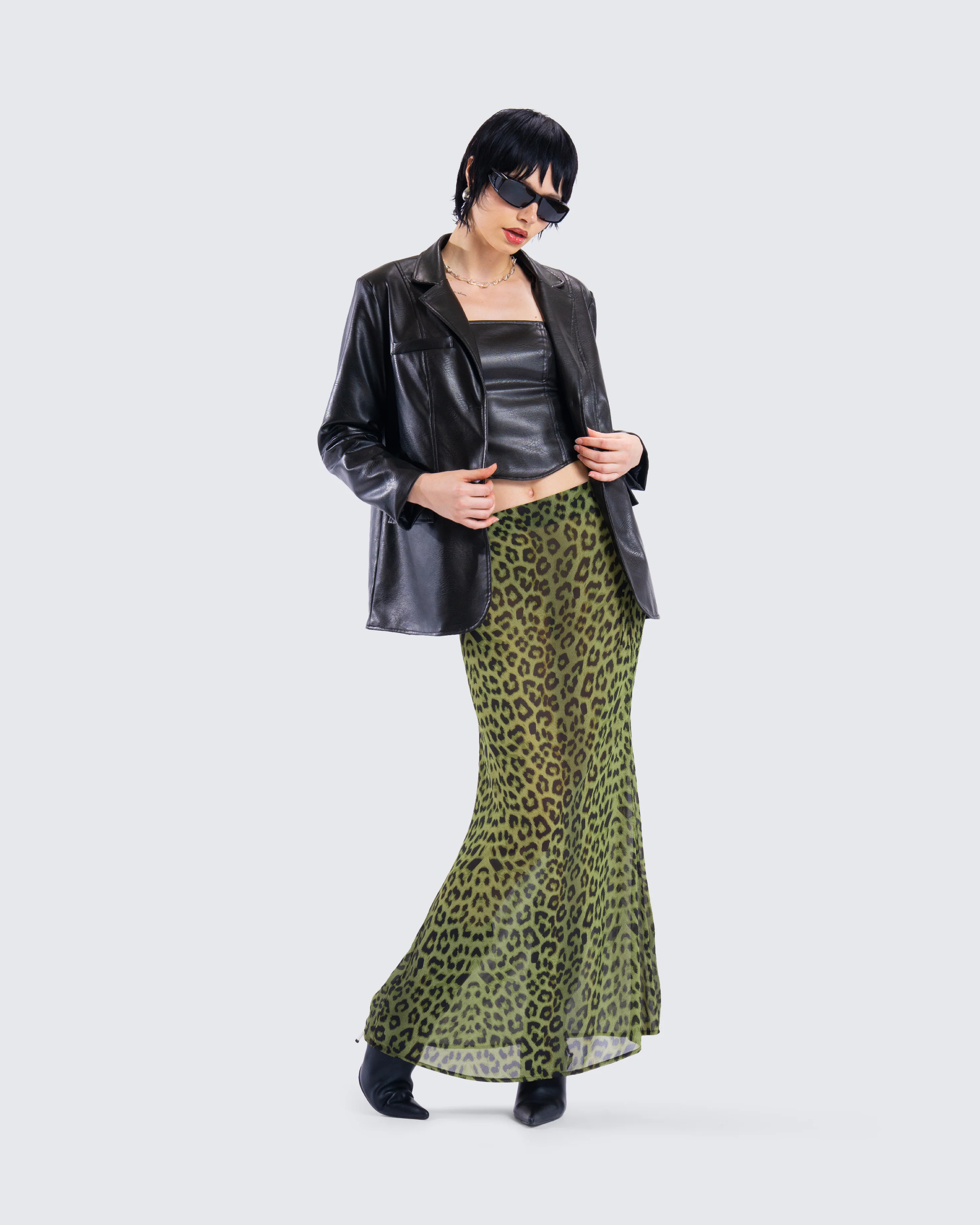 Nika Black Vegan Leather Blazer - Image 9