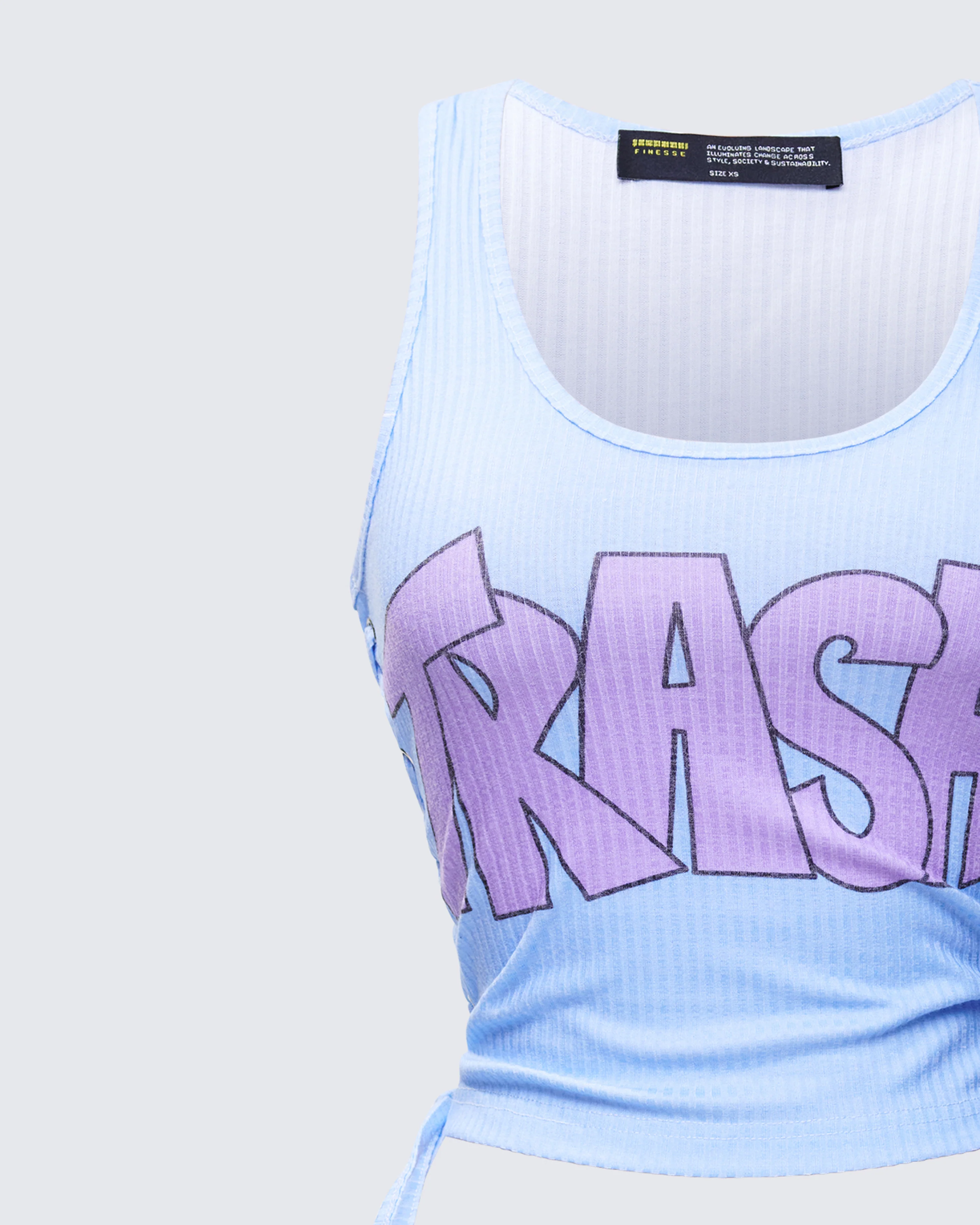 Nixie Blue Lace Up Graphic Tank - Image 6