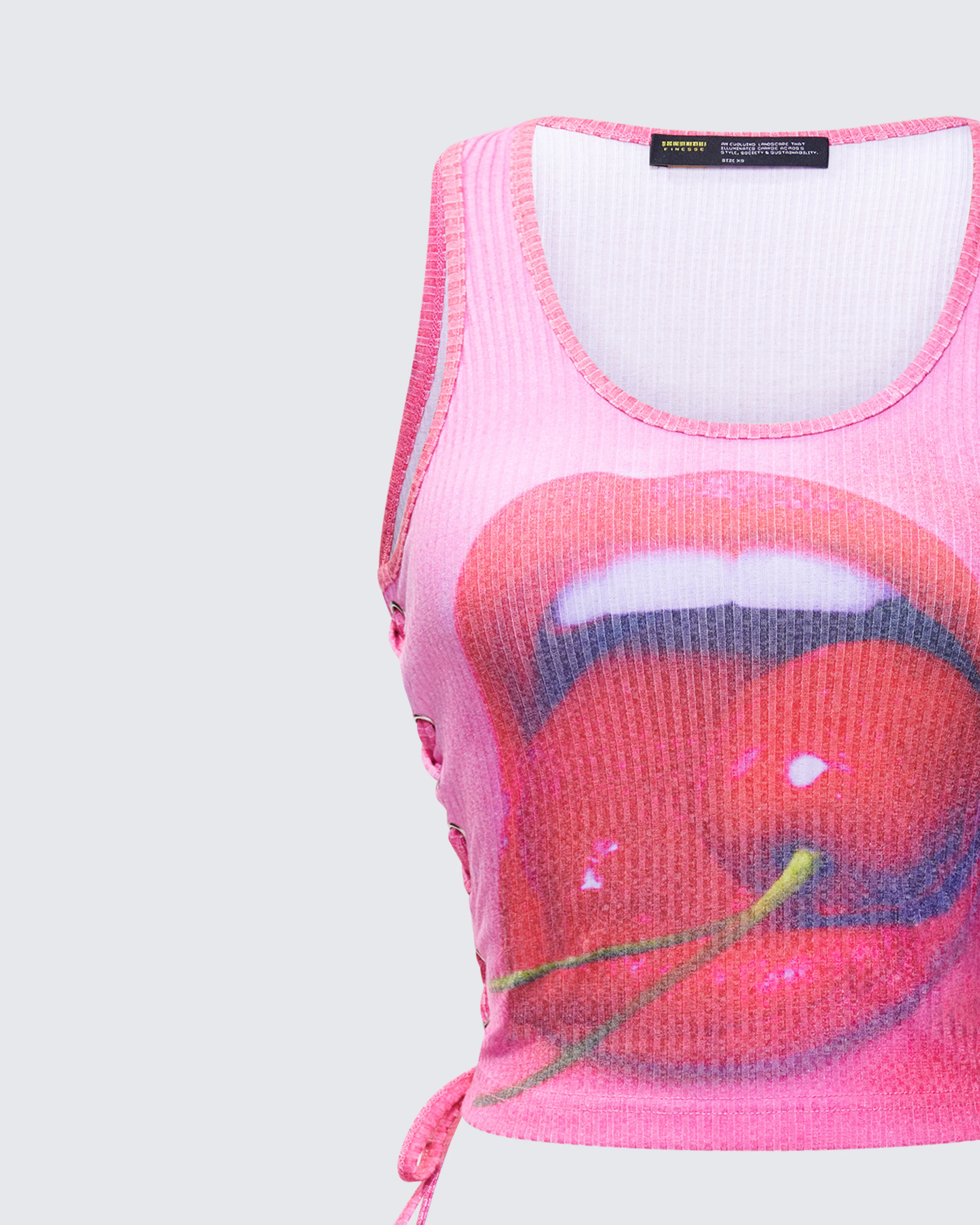 Nixie Pink Lace Up Graphic Tank - Image 6