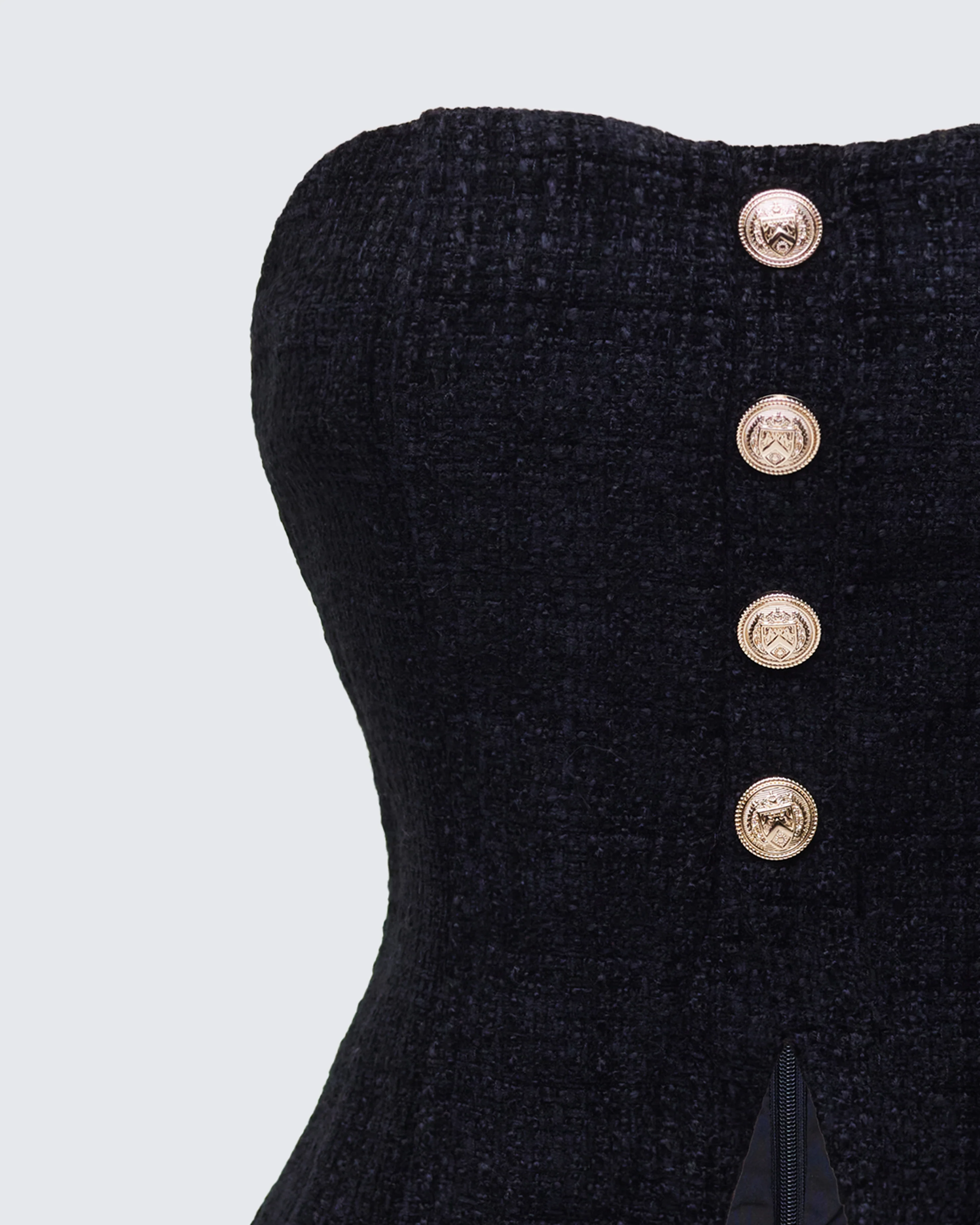 Nomi Black Tweed Bandeau Top - Image 6