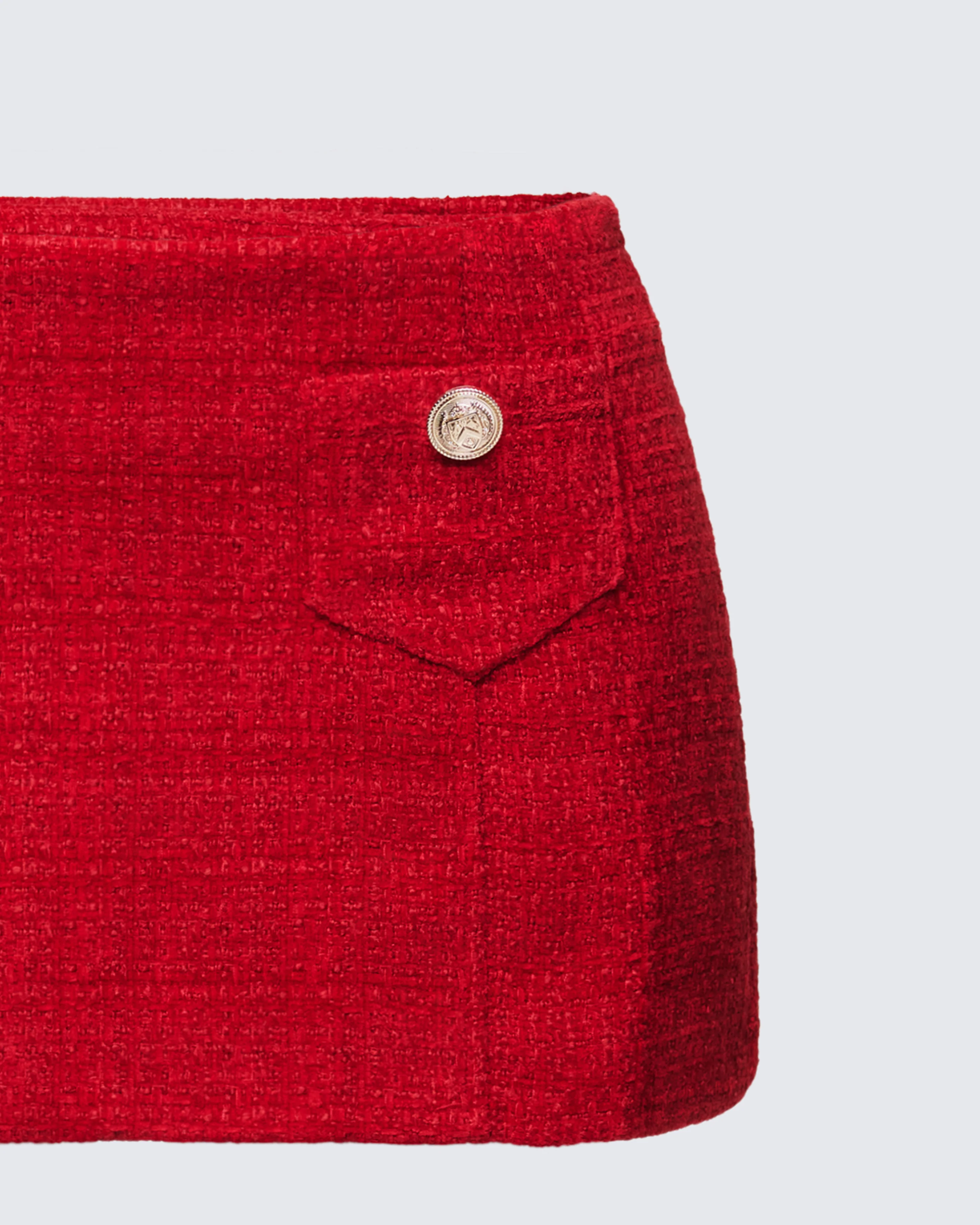 Nomi Red Tweed Mini Skirt - Image 6