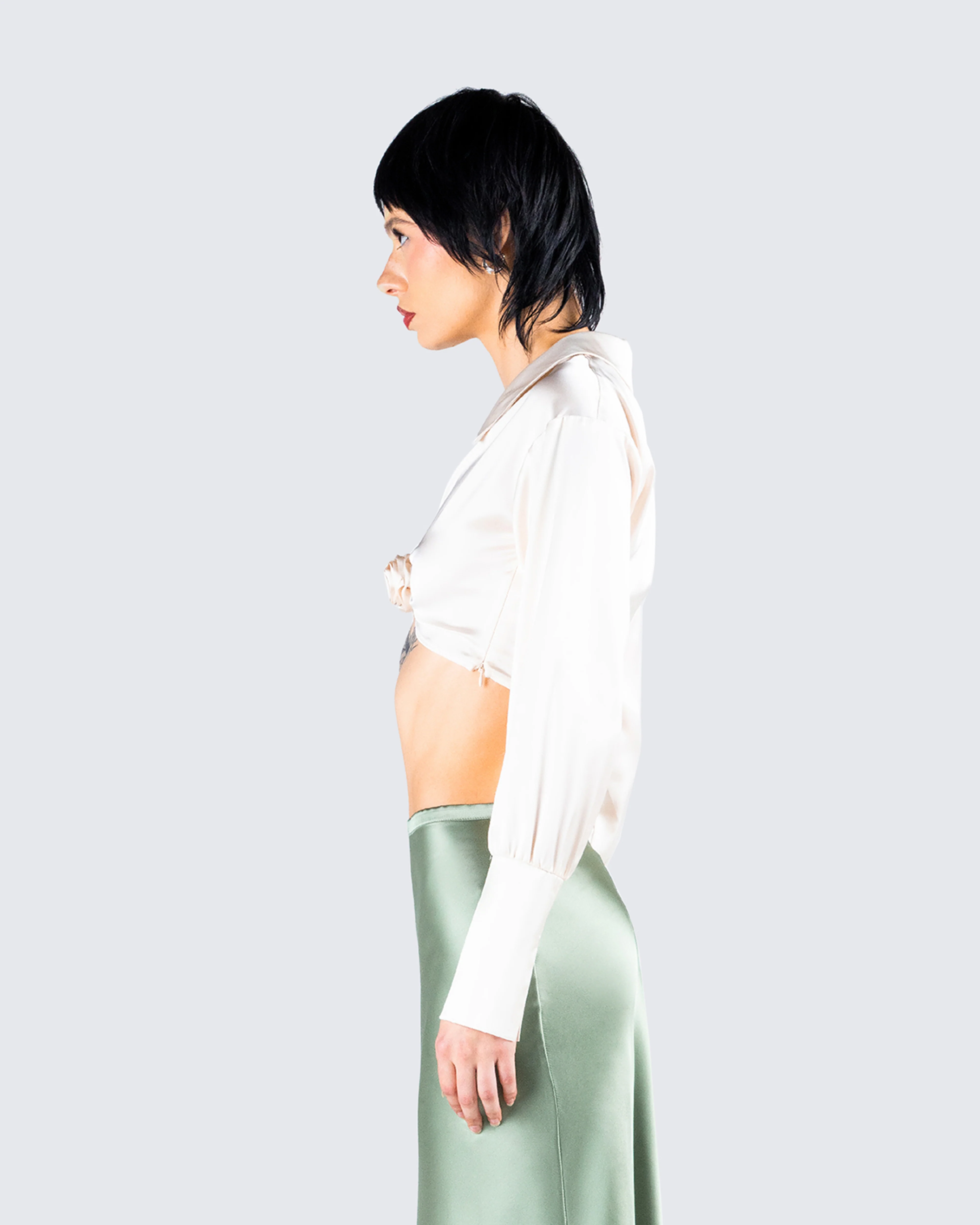 Noor Ivory Knotted Blouse Top - Image 6