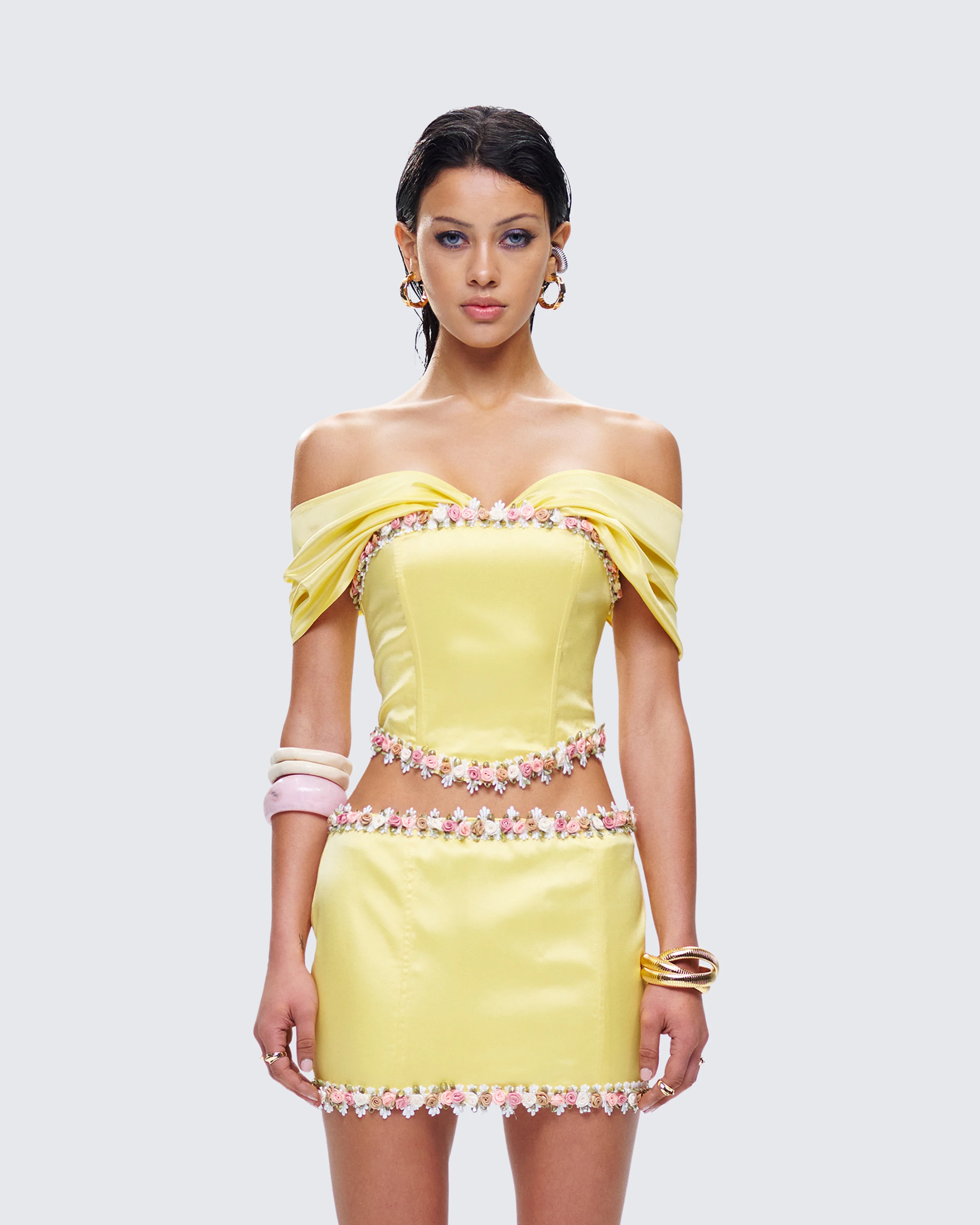 Nori Yellow Floral Off Shoulder Top - Image 4