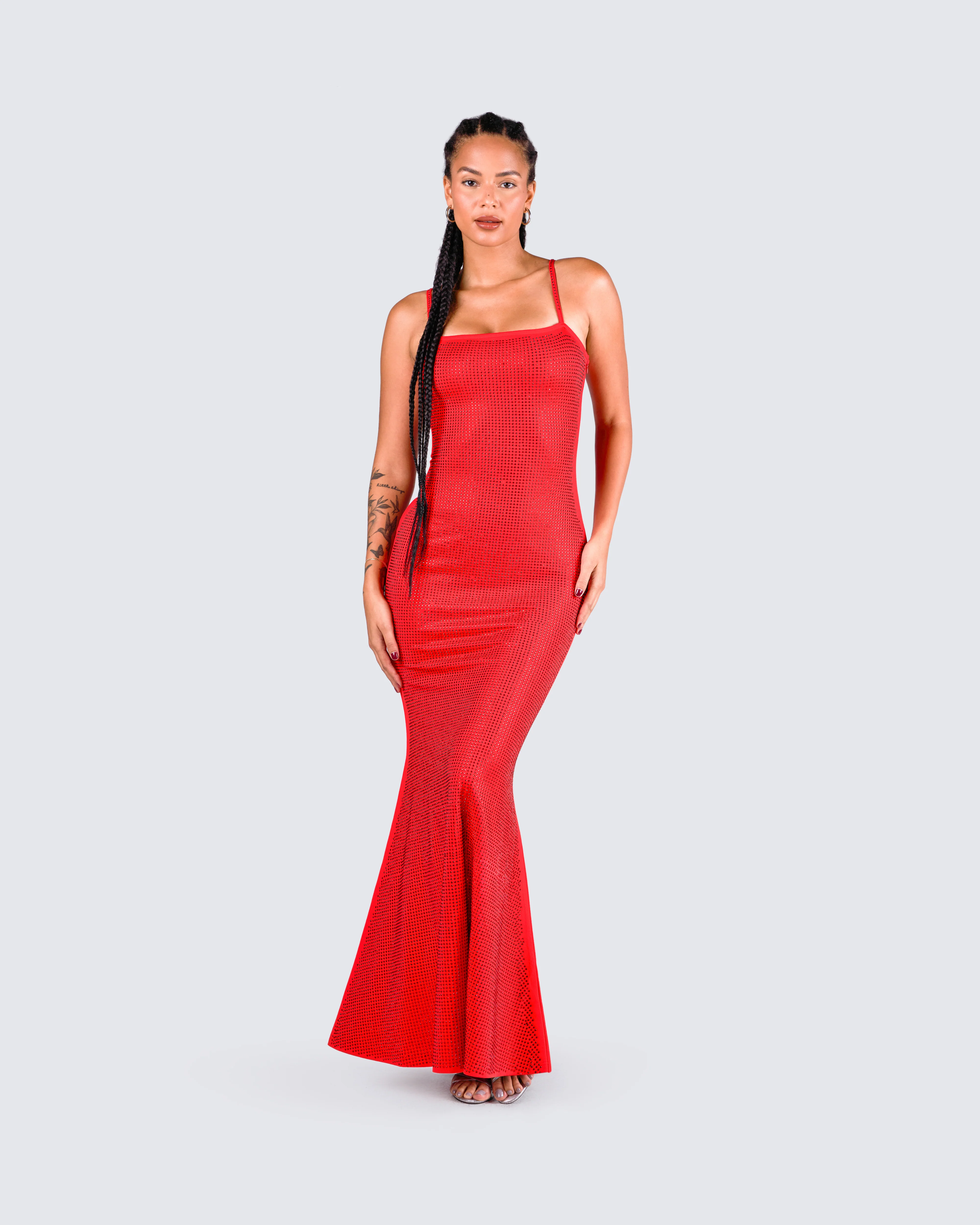 Numa Red Rhinestone Gown - Image 8