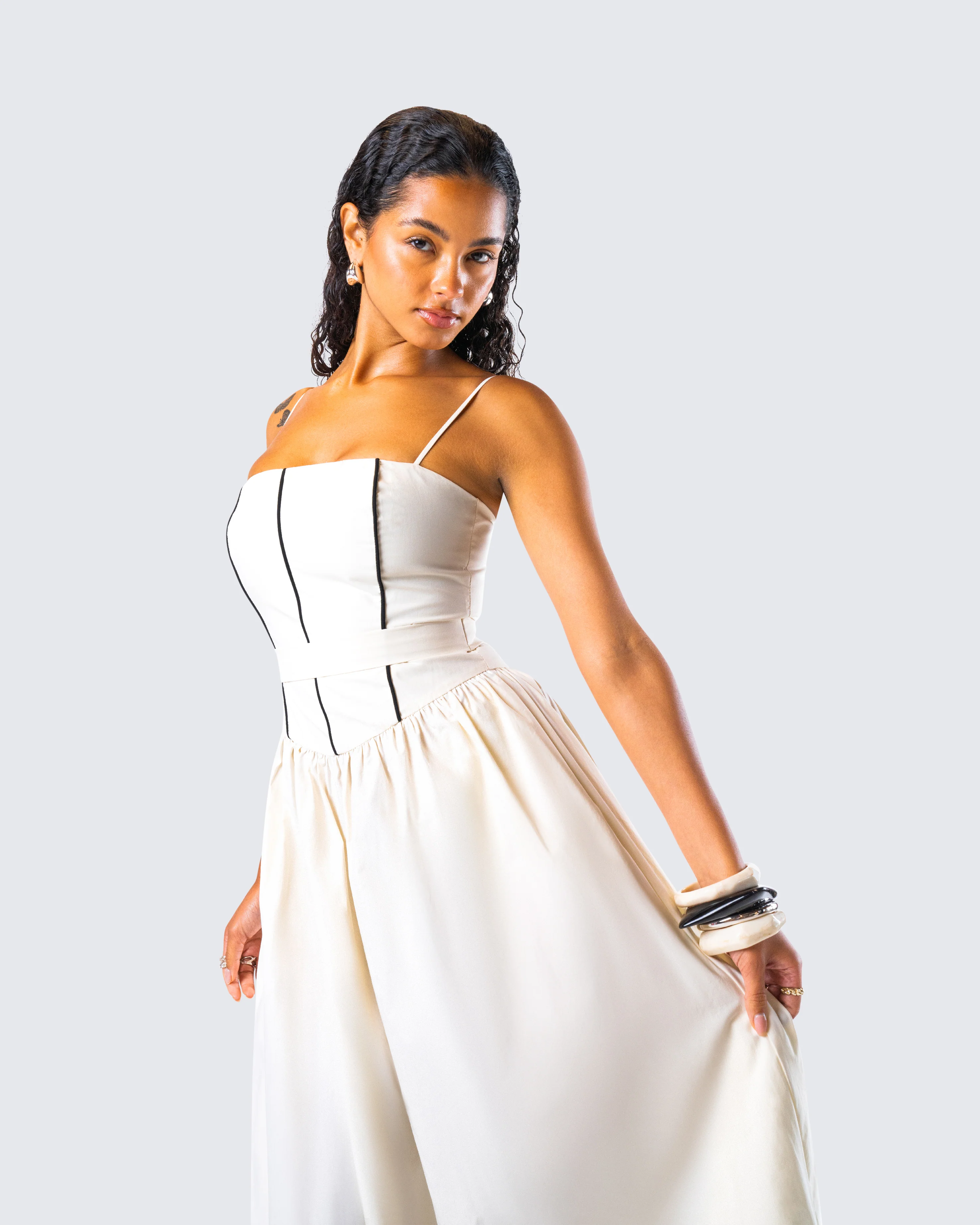 Nya Ivory Cotton Maxi Dress - Image 9