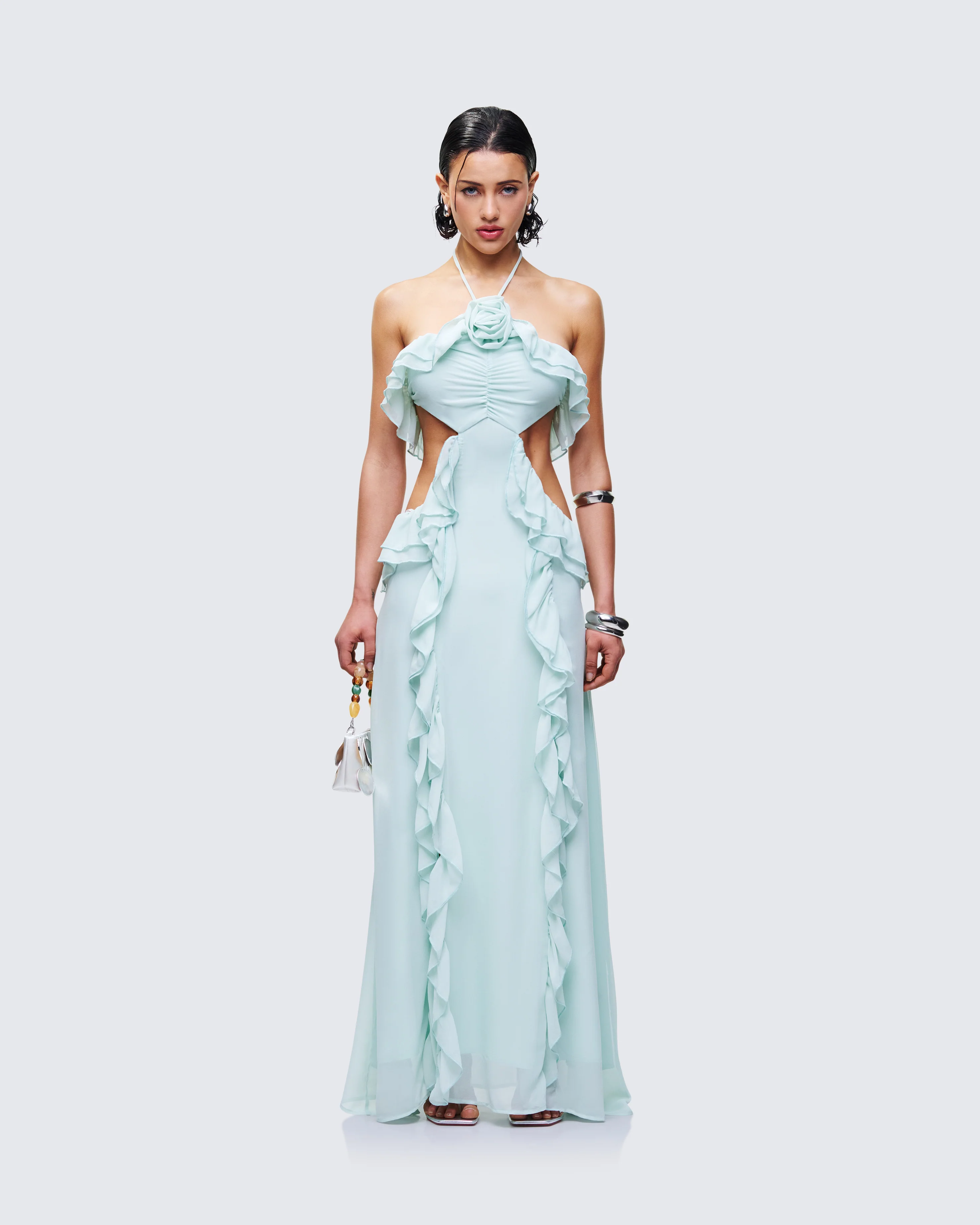 Ocean Blue Tiered Ruffle Maxi Dress - Image 2