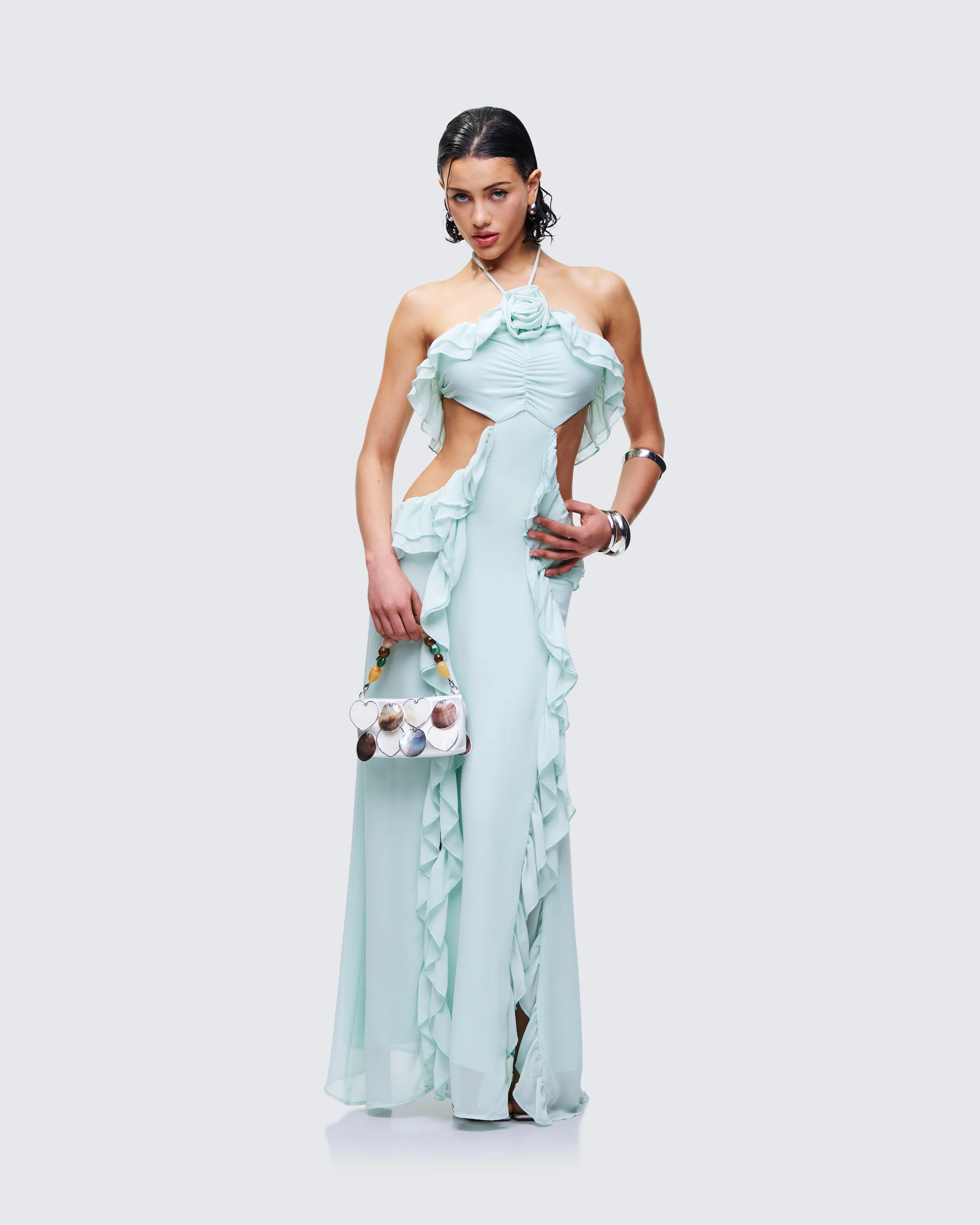 Ocean Blue Tiered Ruffle Maxi Dress - Image 3