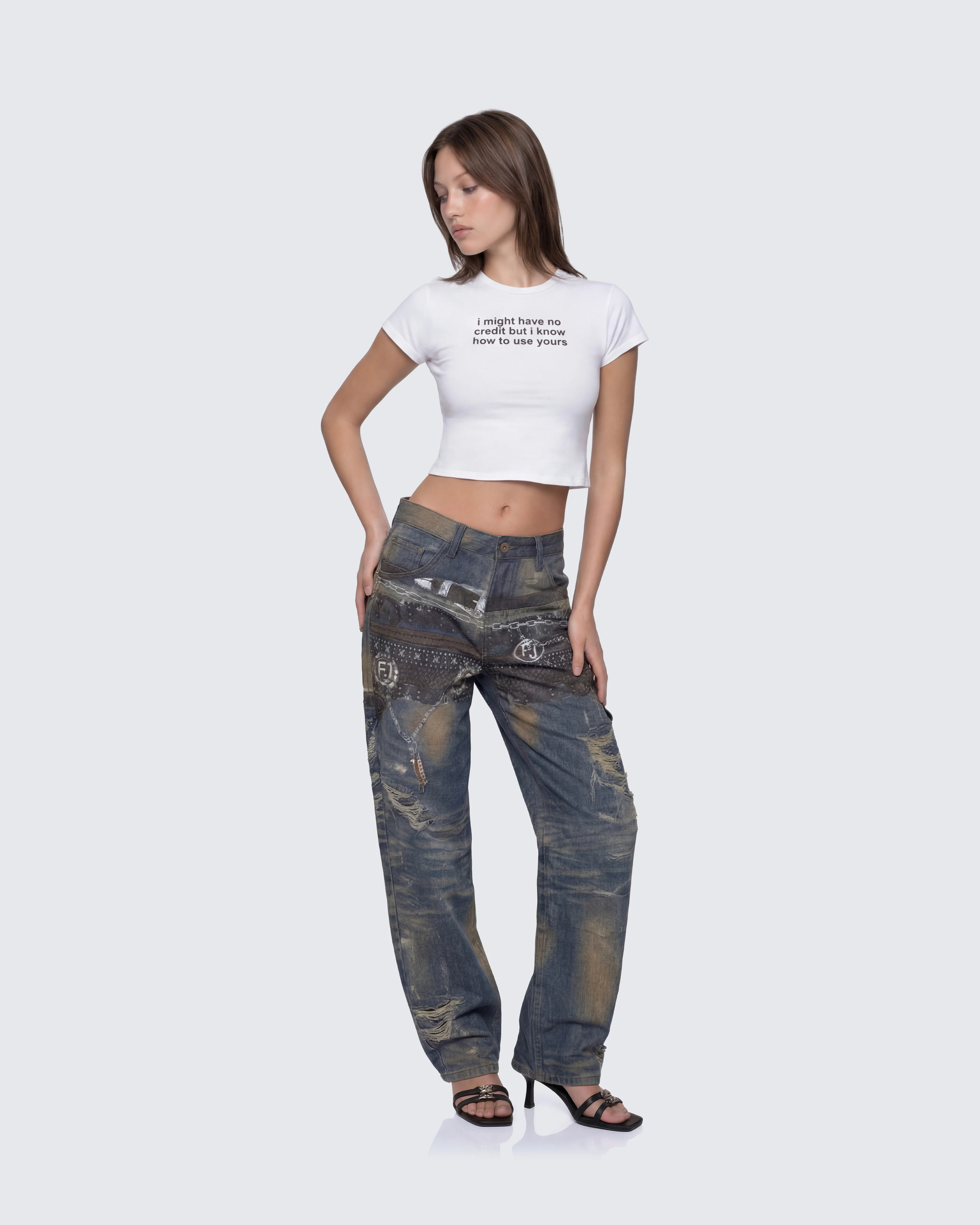Octavia Multi Printed Denim Wide Leg Jean - Image 5