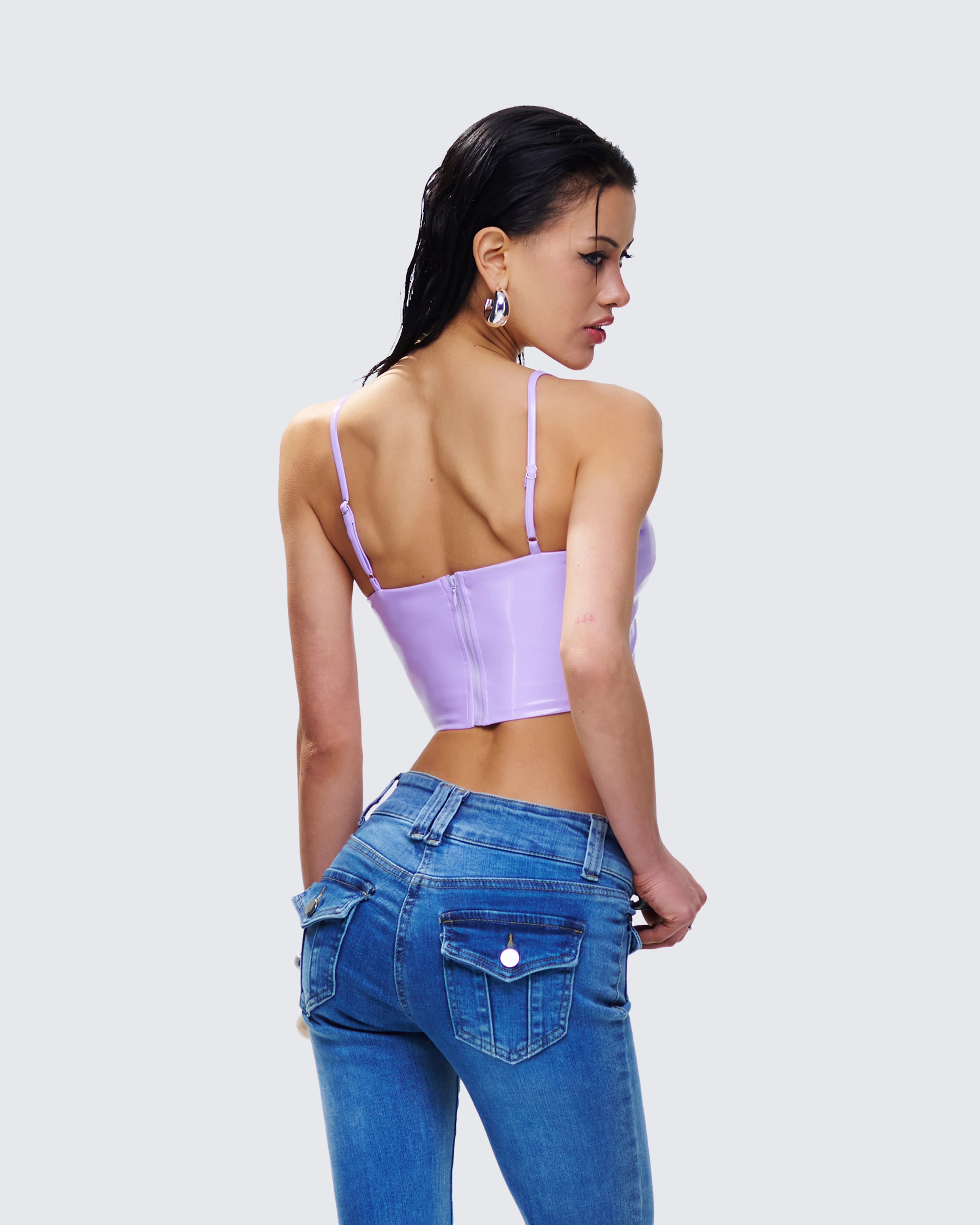 Odalis Lilac Vegan Leather Crop Top - Image 6