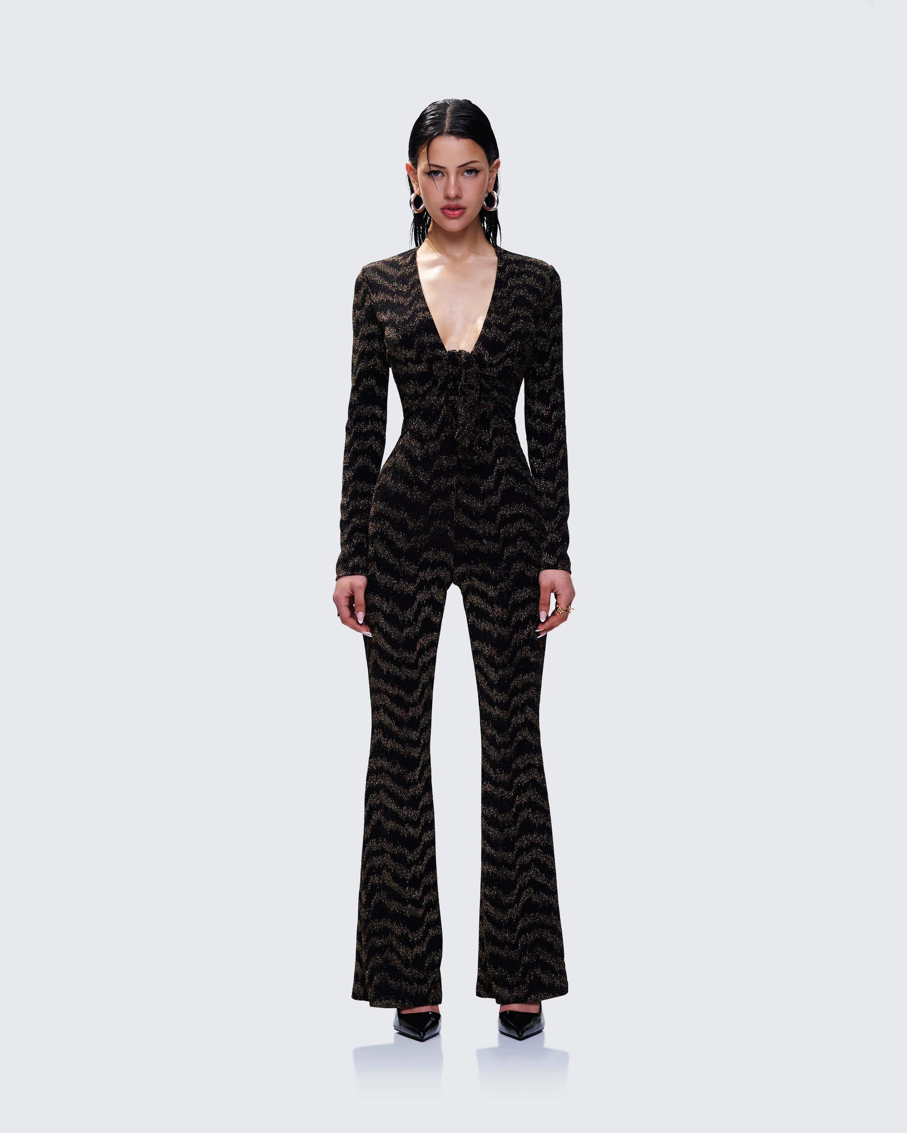 Odessa Black and Gold Metallic Jumpsuit - Image 3