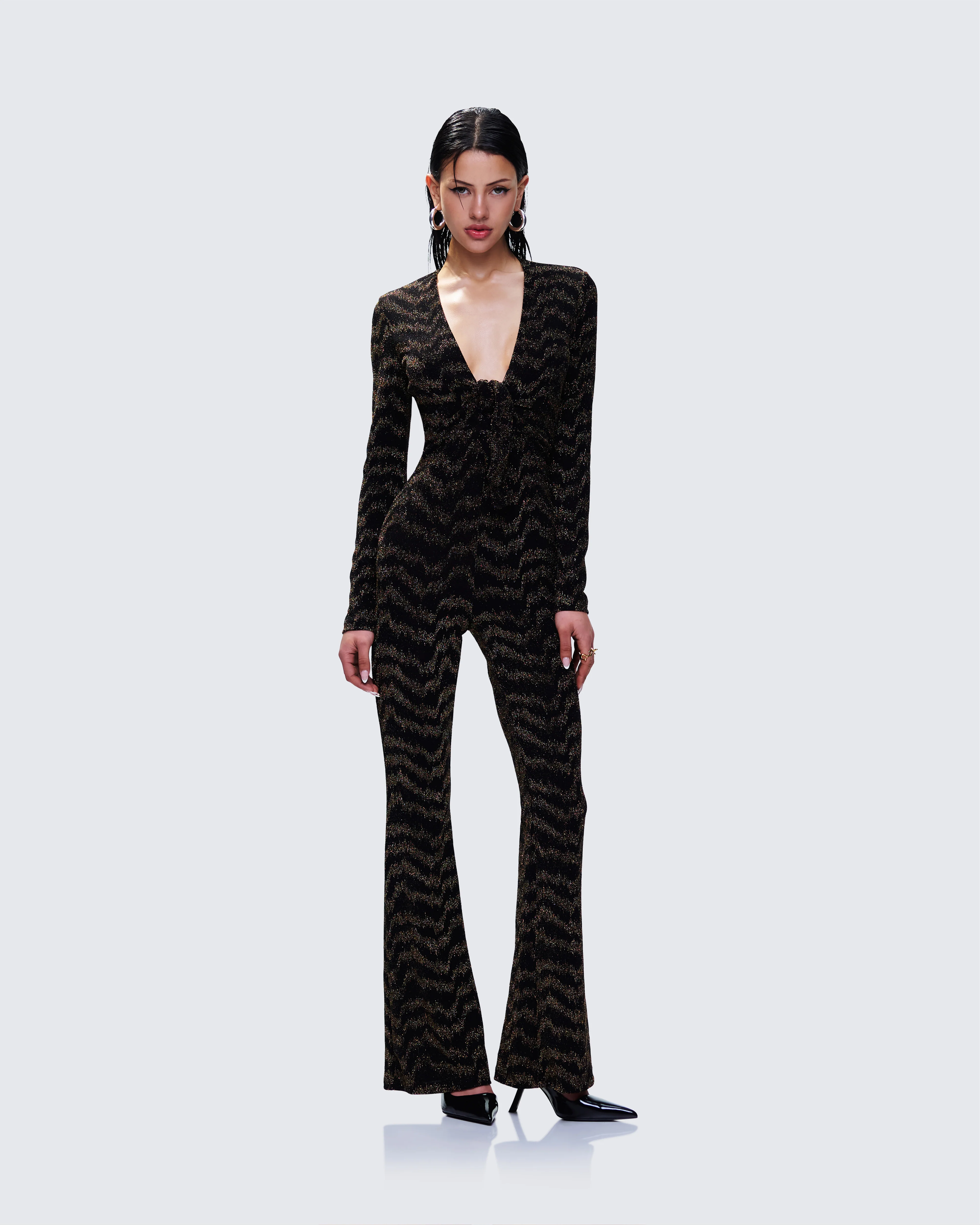 Odessa Black and Gold Metallic Jumpsuit - Image 4