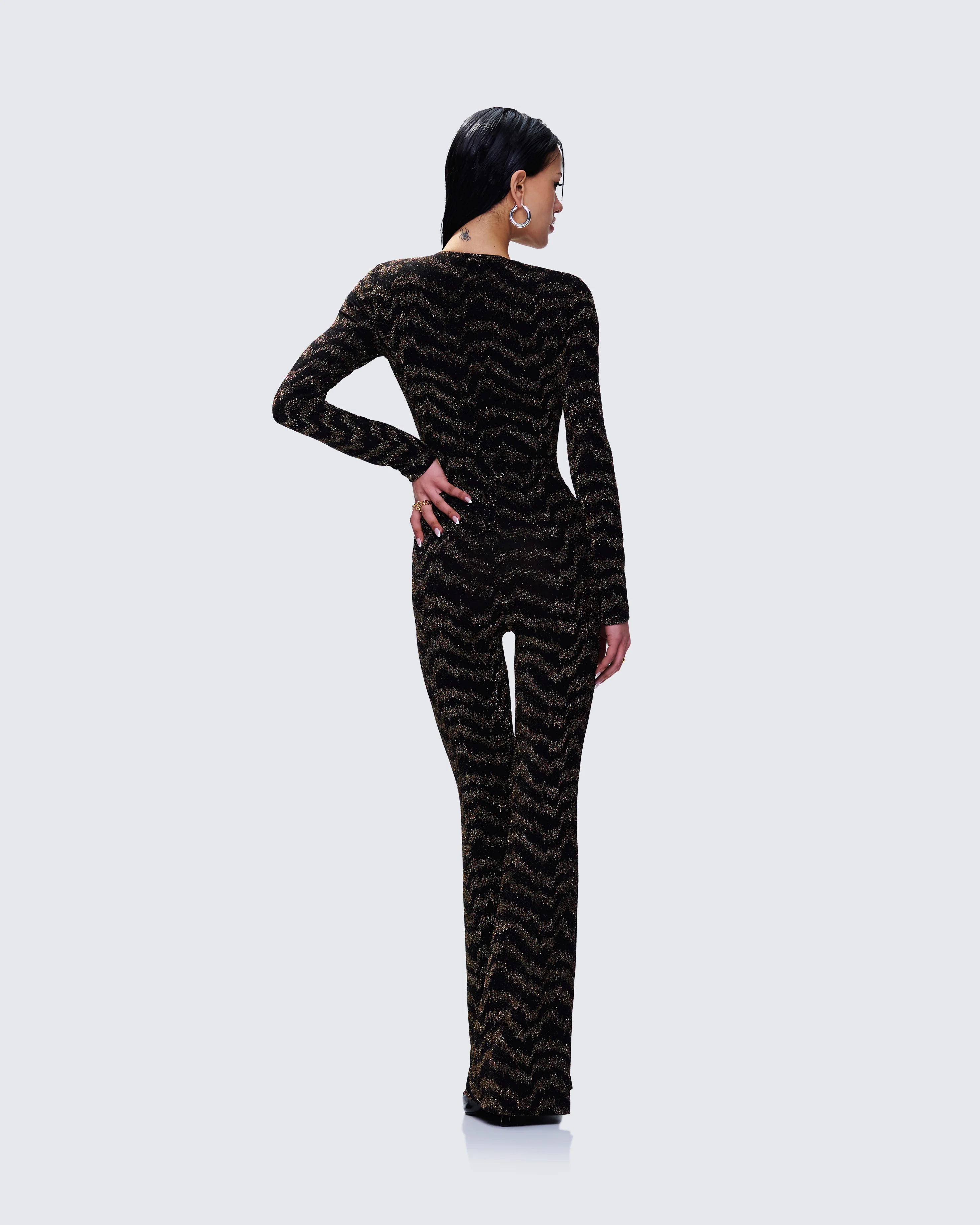 Odessa Black and Gold Metallic Jumpsuit - Image 6