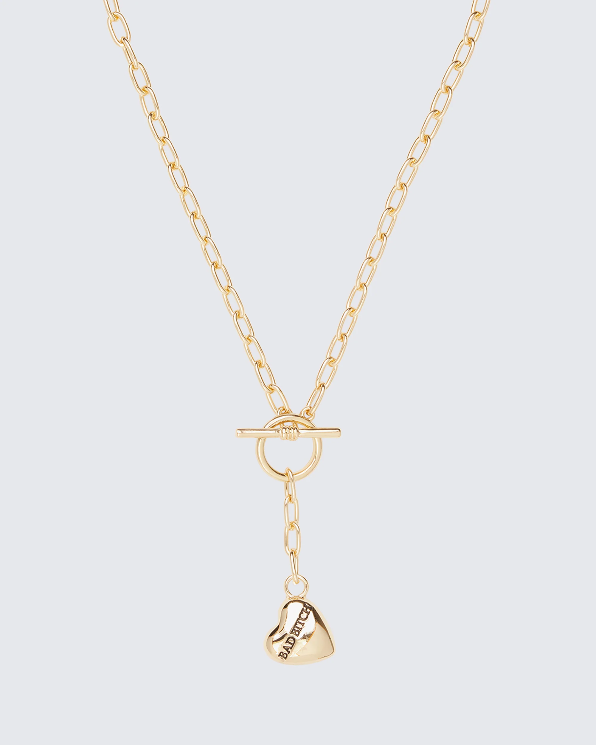 Odetta Gold T-Bar Heart Pendant Necklace - Image 2