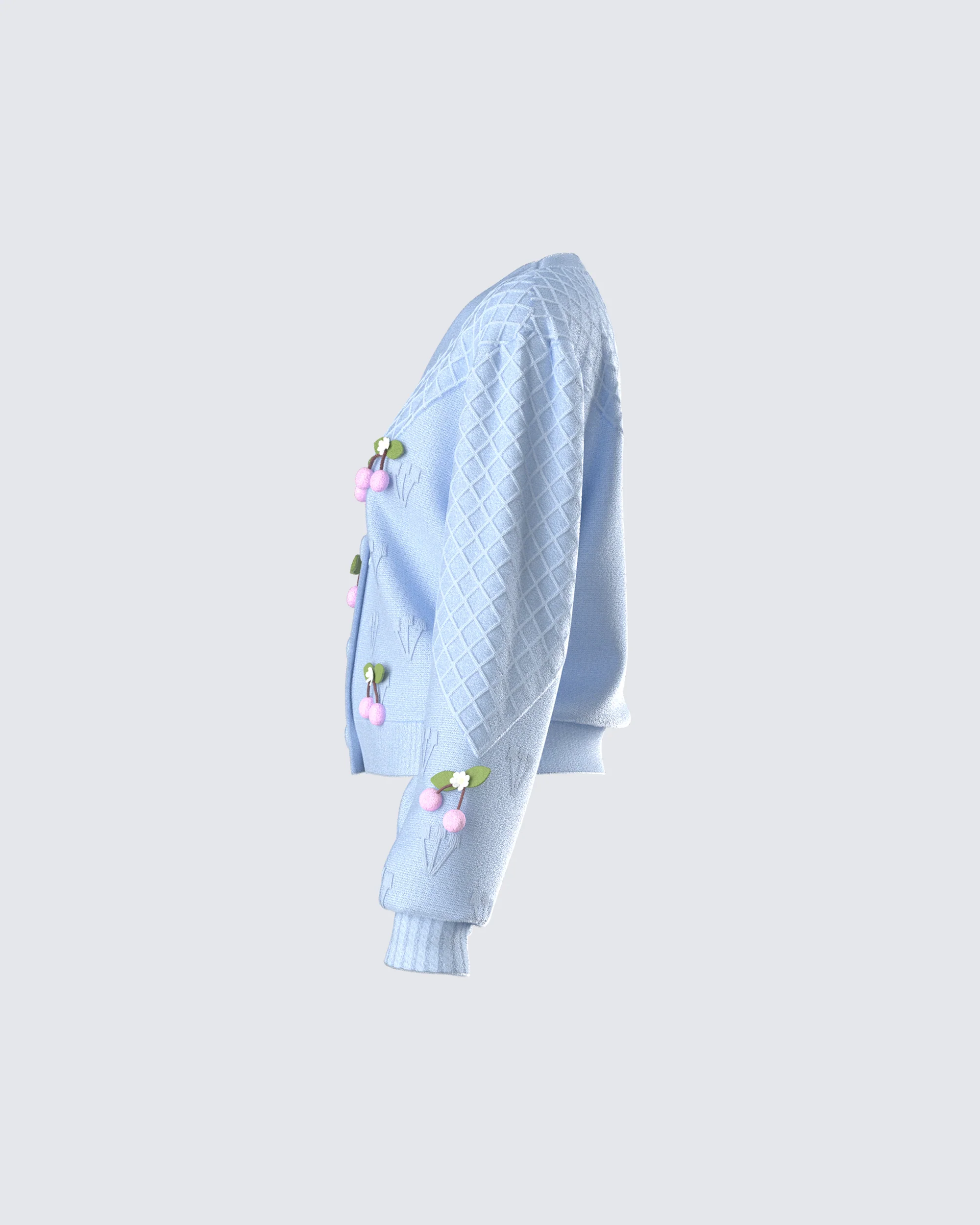 Olea Lavender Cherry Trim Cardigan - Image 2