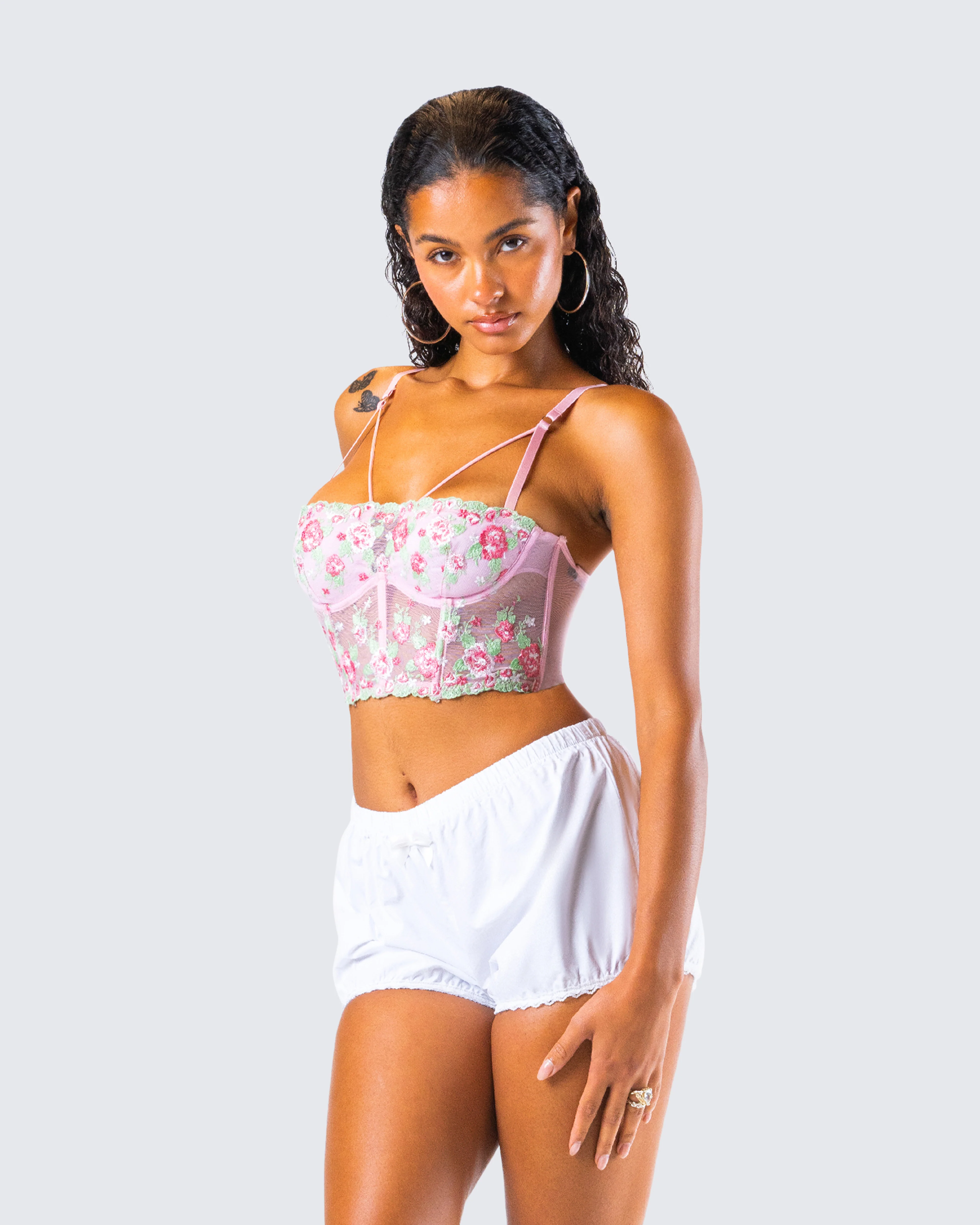 Olivia Pink Flower Corset Top - Image 8