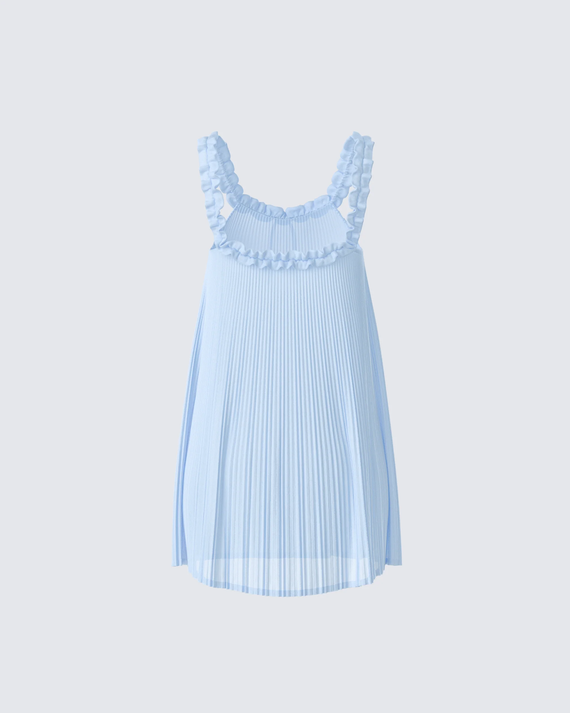 Olwen Baby Blue Plisse Mini Dress - Image 3