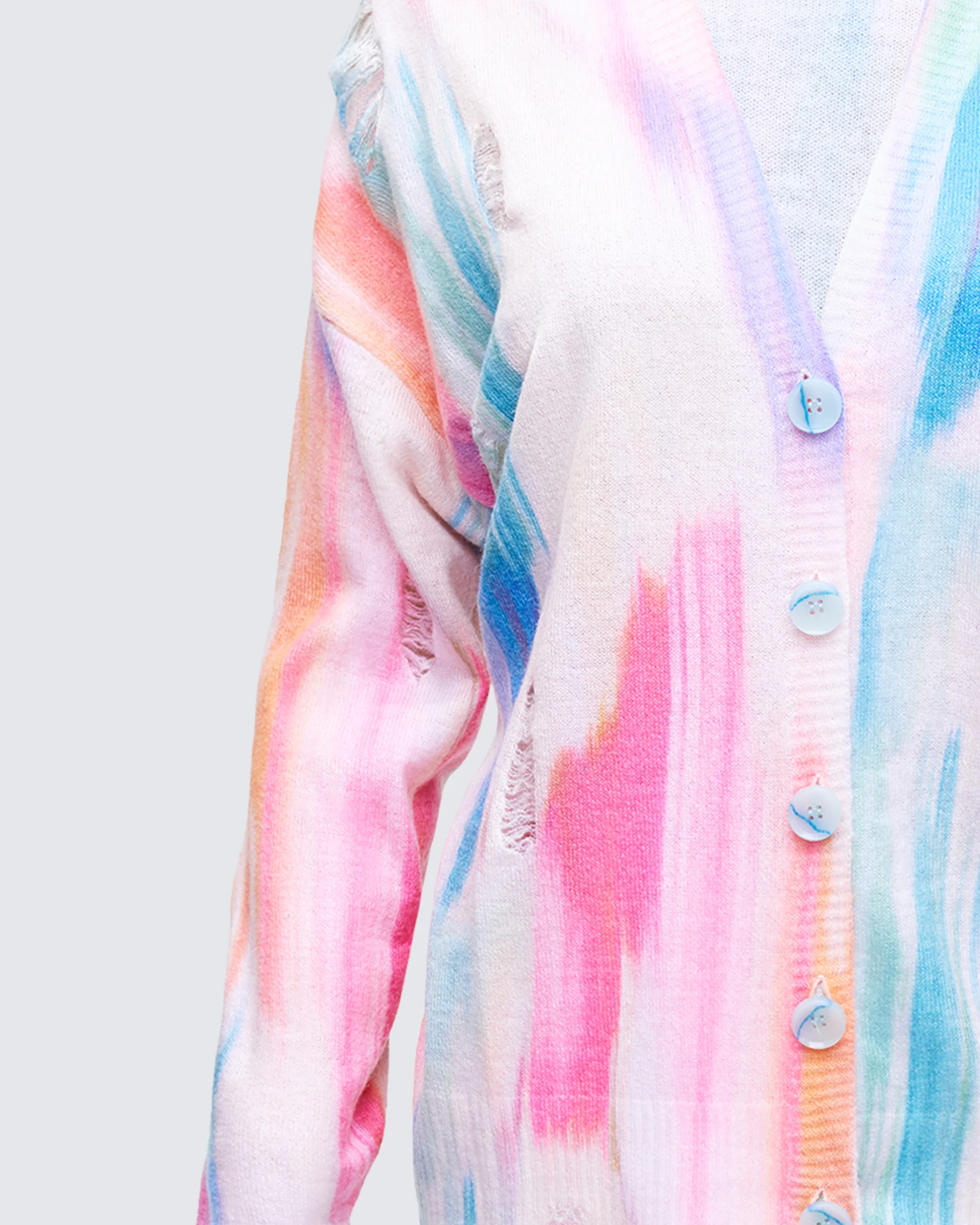 Omie Multi Print Distressed Cardigan - Image 6