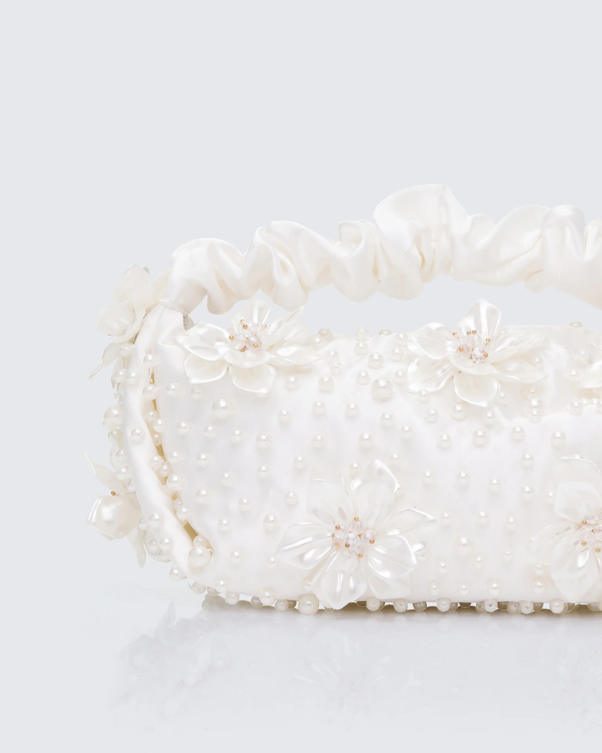 Opal Ivory Satin Sculpted Flower Grab Bag - Image 3