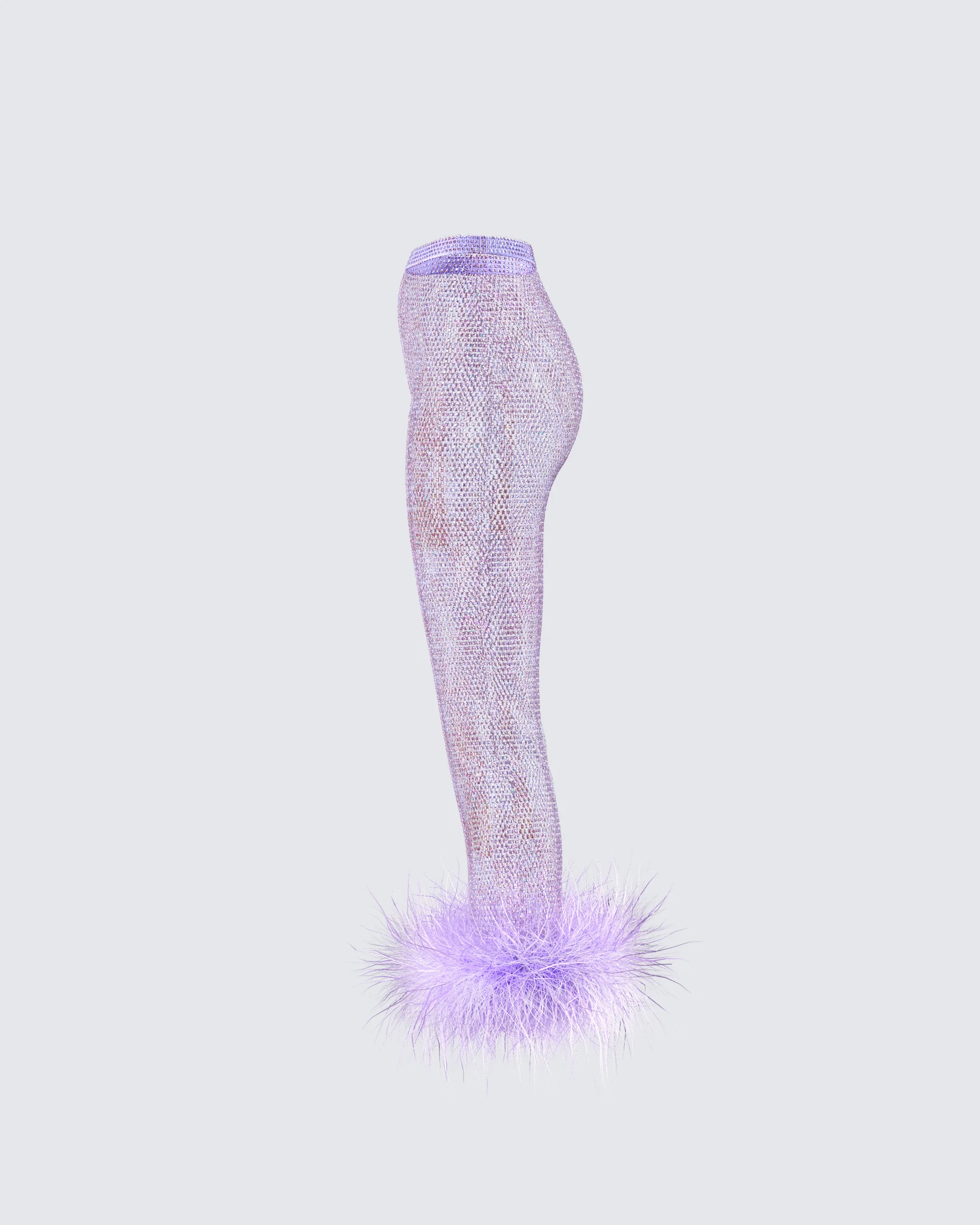 Ophira Lavender Rhinestone Feather Trim Skirt - Image 2