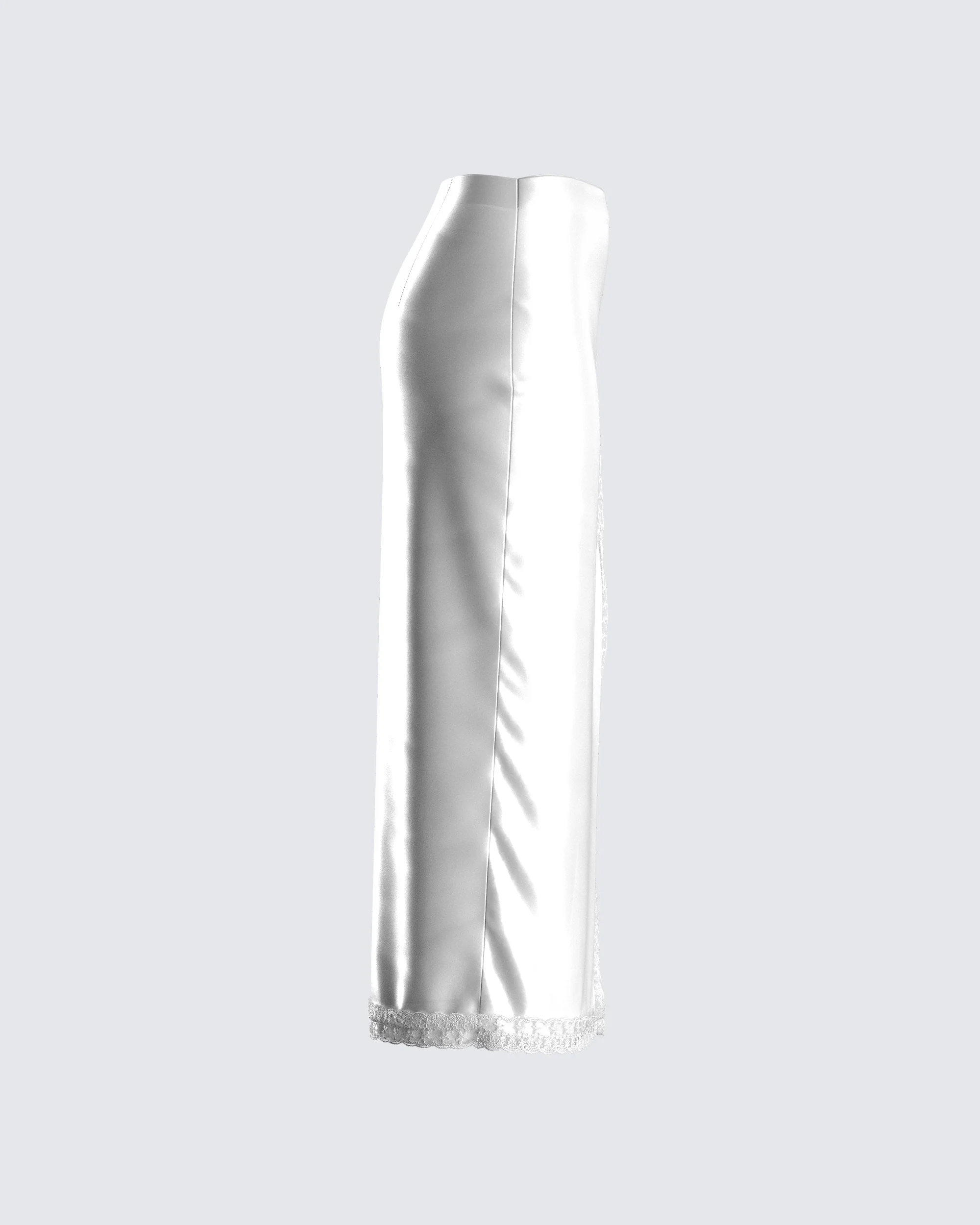 Orana White Satin Lace Skirt - Image 2