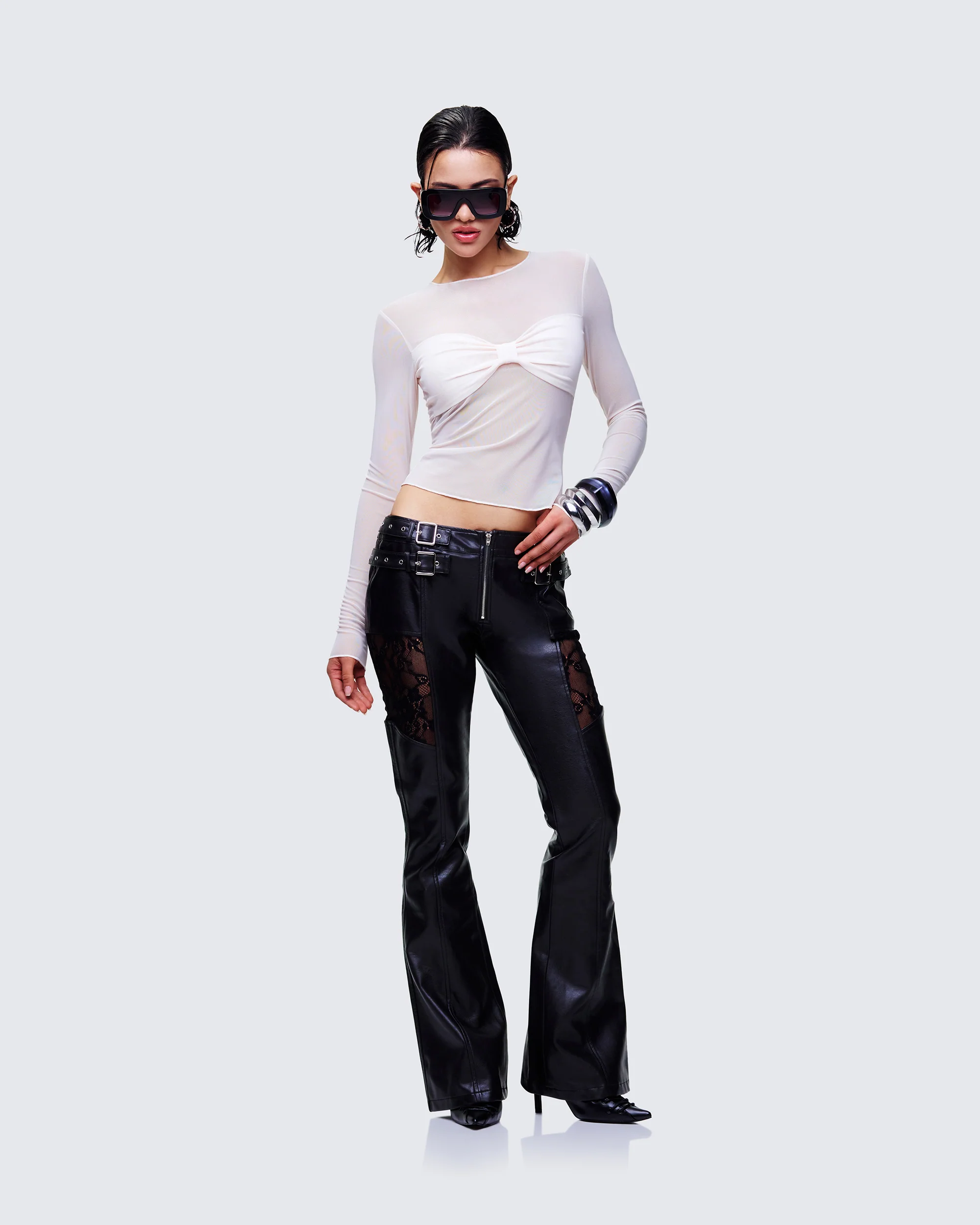 Orpheus White Mesh Long Sleeve Top - Image 5