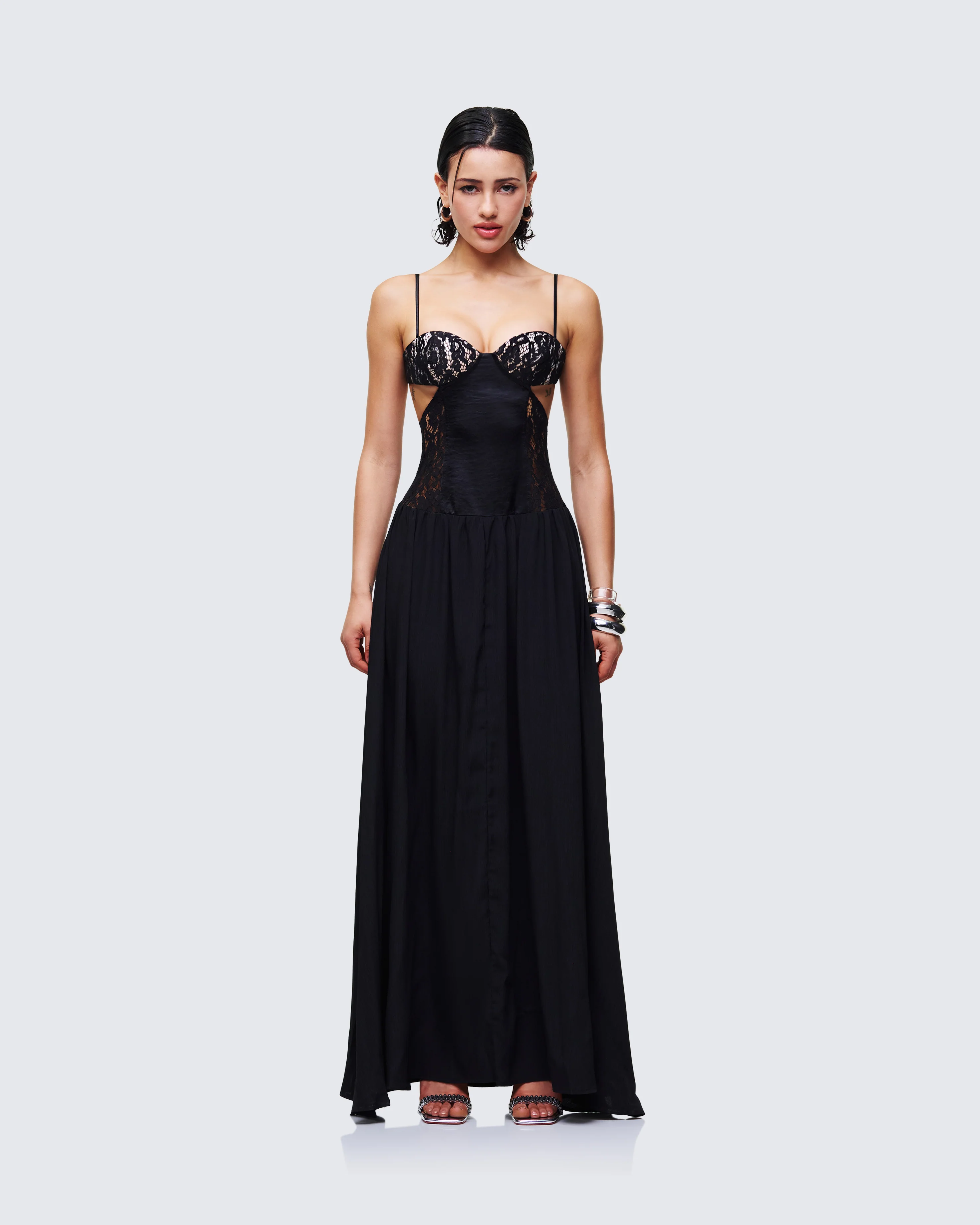 Orsina Black Sheer Hem Corset Dress - Image 2