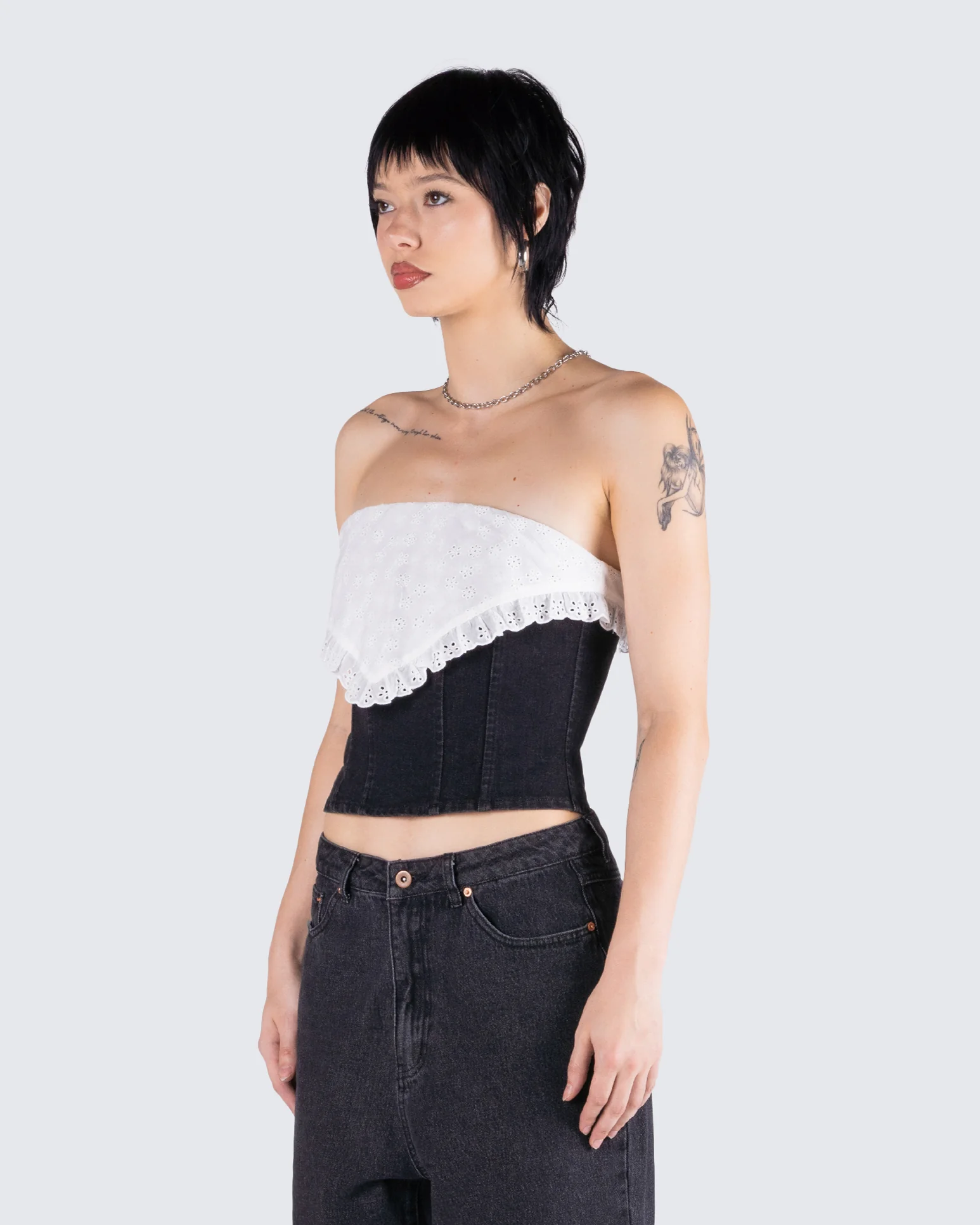 Padma Multi Eyelet Denim Tube Top - Image 5