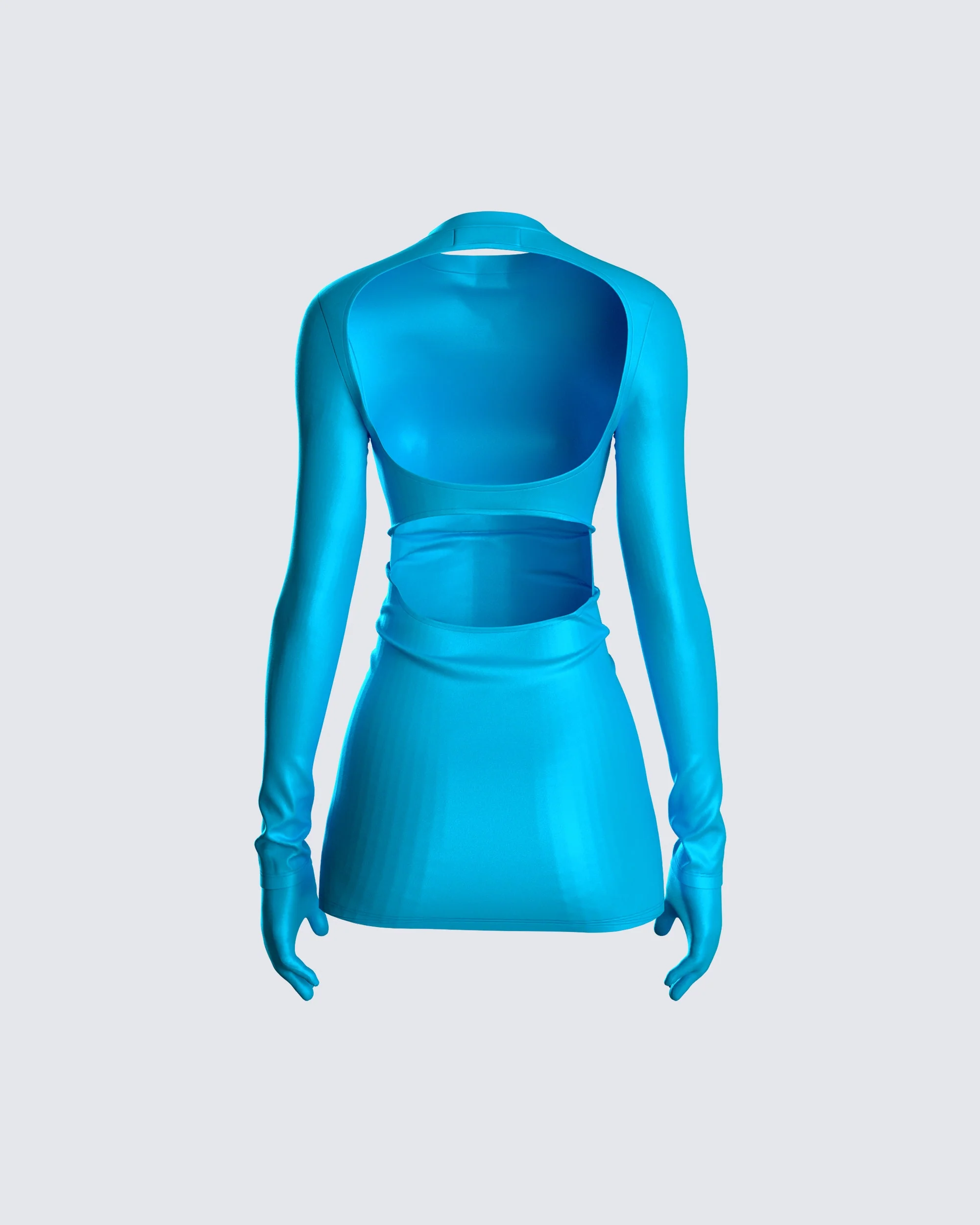 Pam Blue Mini Dress & Gloves - Image 3