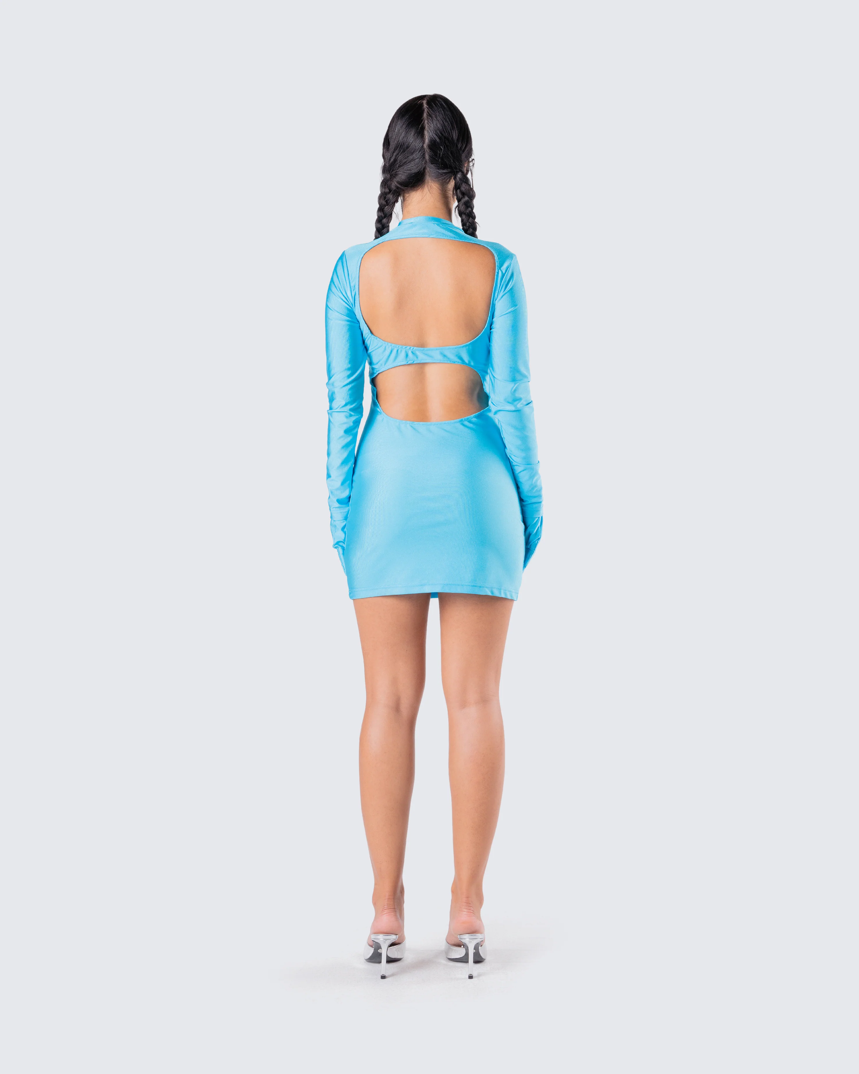 Pam Blue Mini Dress & Gloves - Image 7