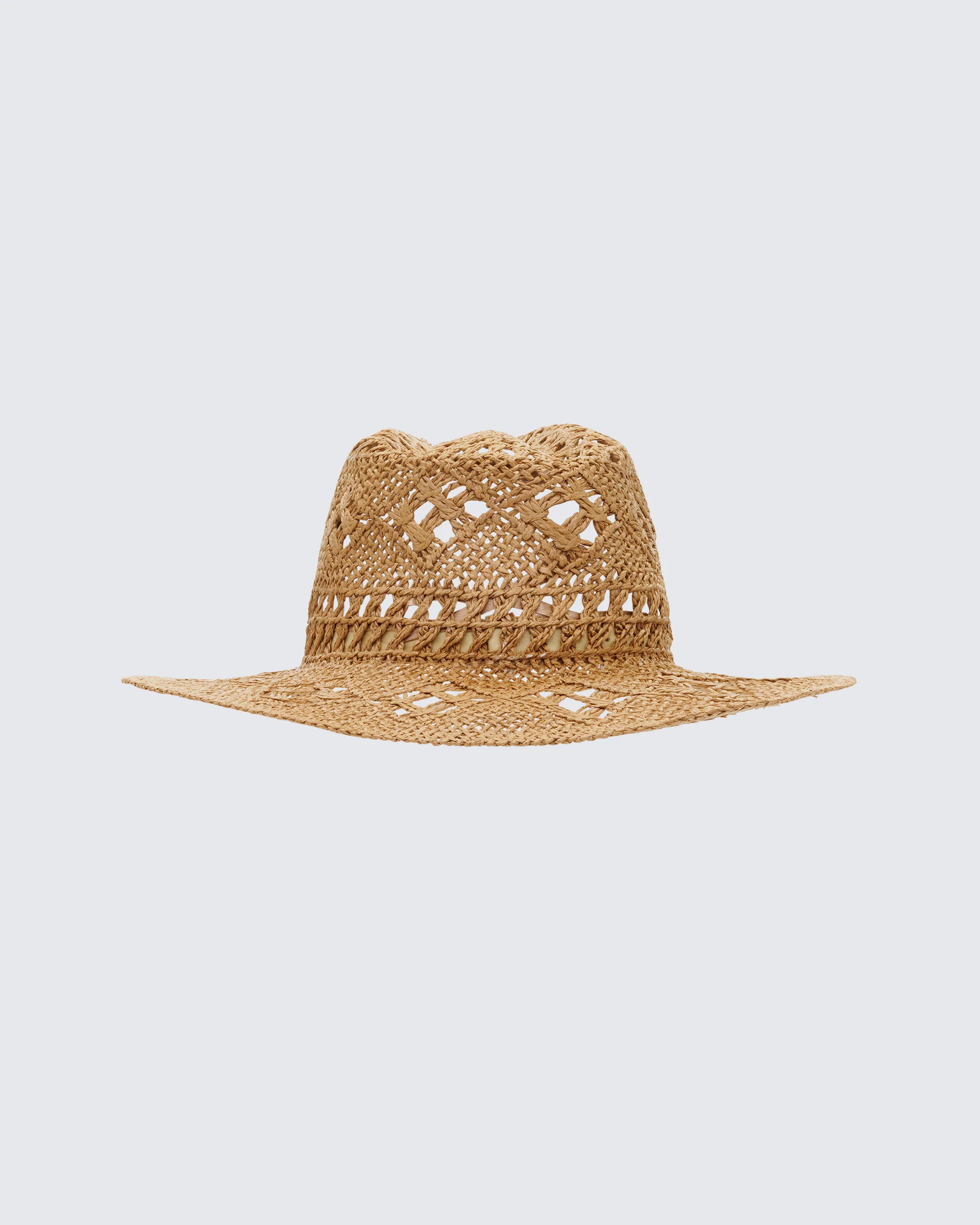 Peaches Tan Straw Cowboy Hat With Shell Detail - Image 2