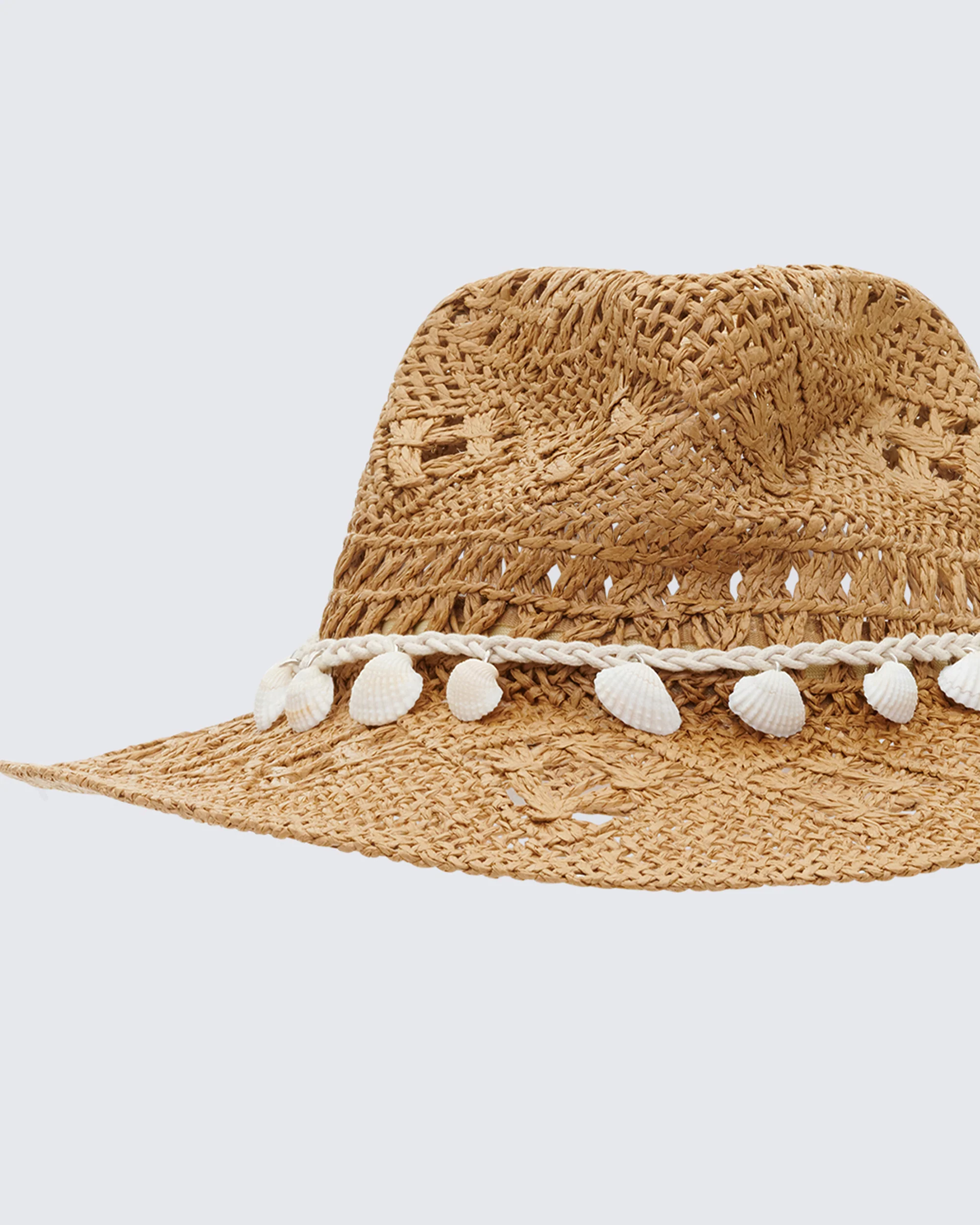 Peaches Tan Straw Cowboy Hat With Shell Detail - Image 3