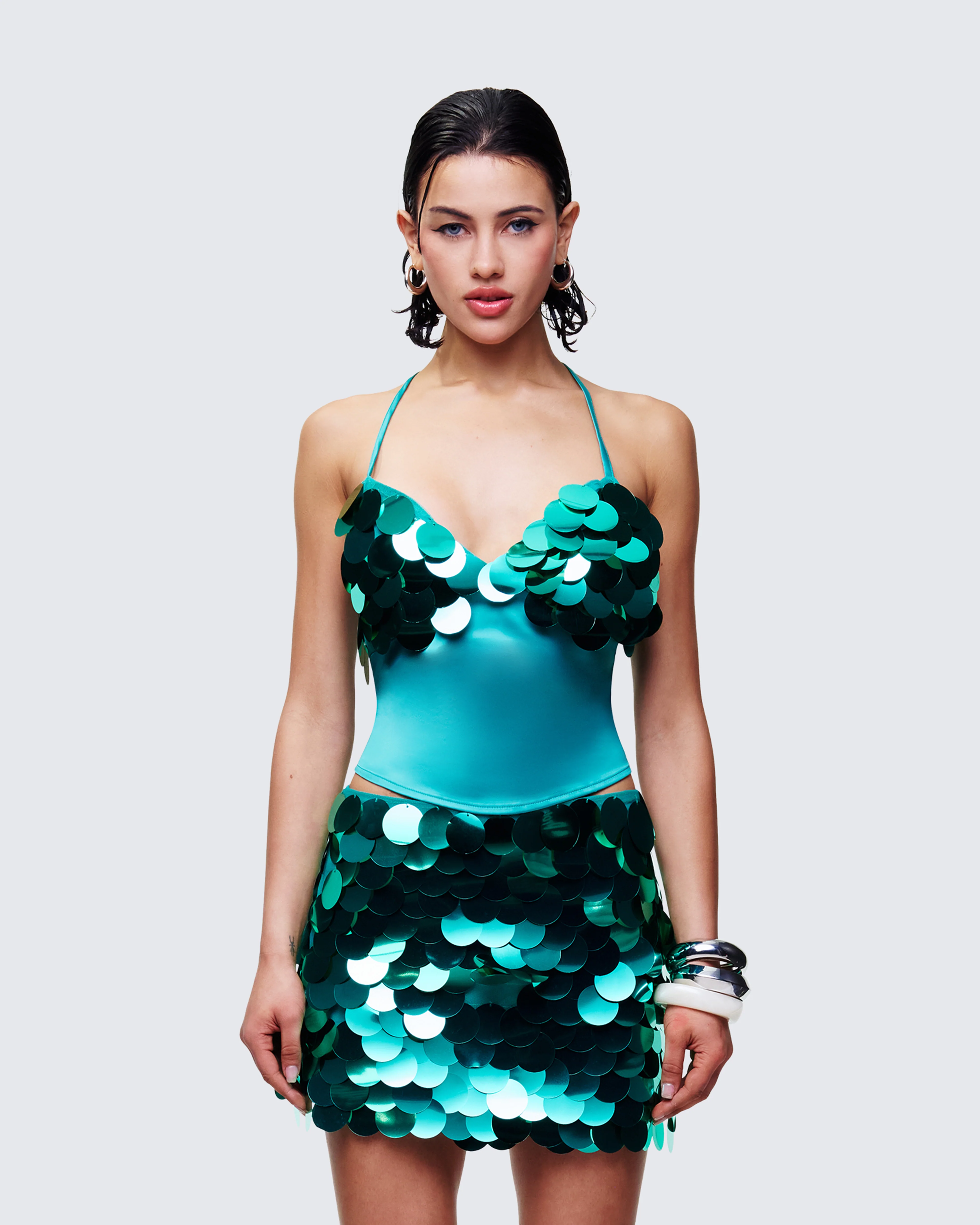 Pearle Green Disc Sequin Cami Top - Image 2