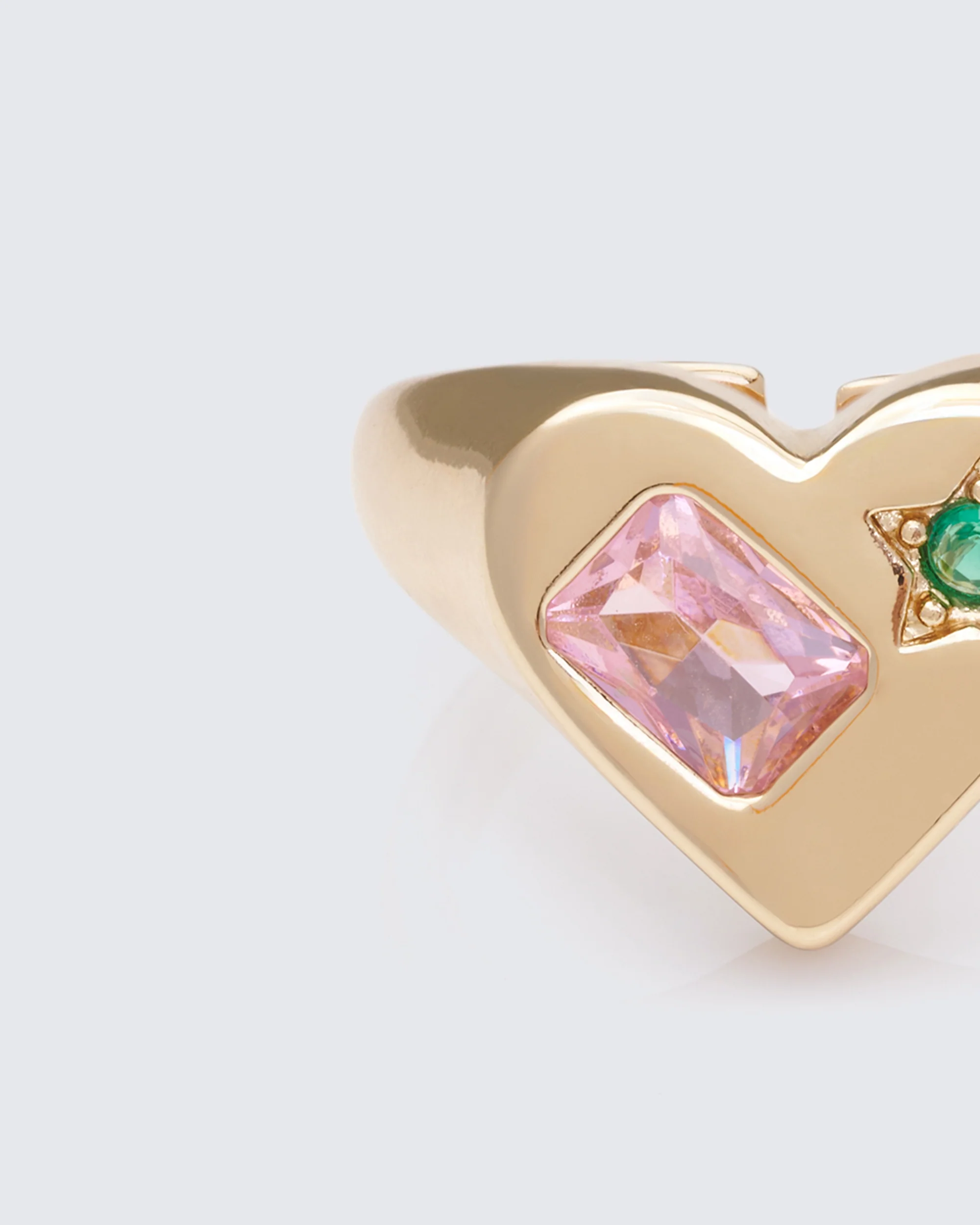 Phaedra Gold Jewelled Heart Ring - Image 3