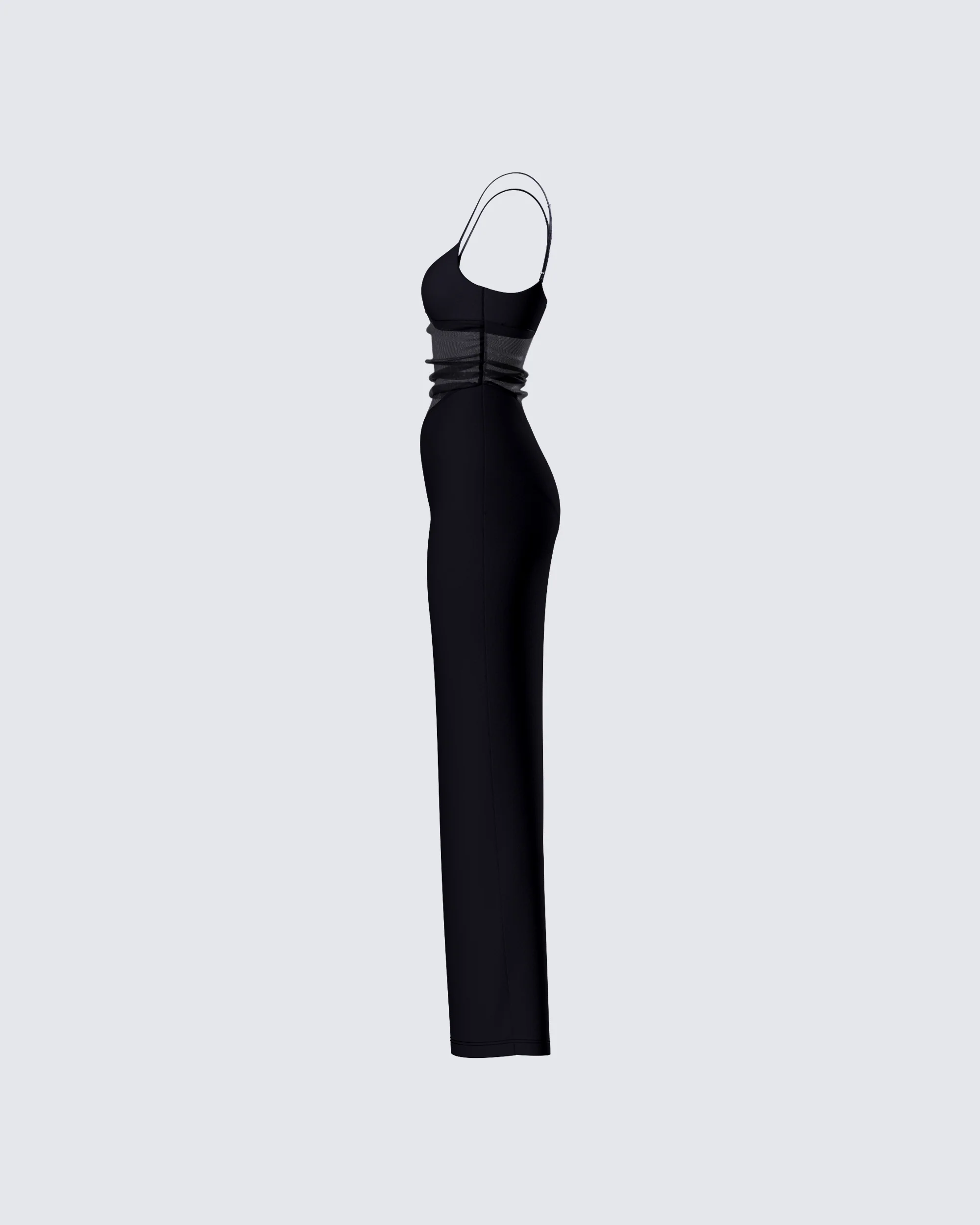 Philomena Black Mesh Window Maxi Dress - Image 2