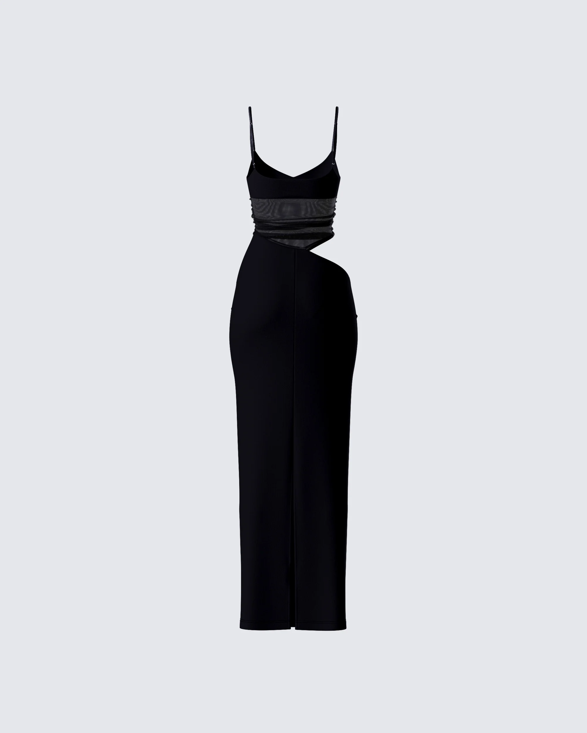 Philomena Black Mesh Window Maxi Dress - Image 3