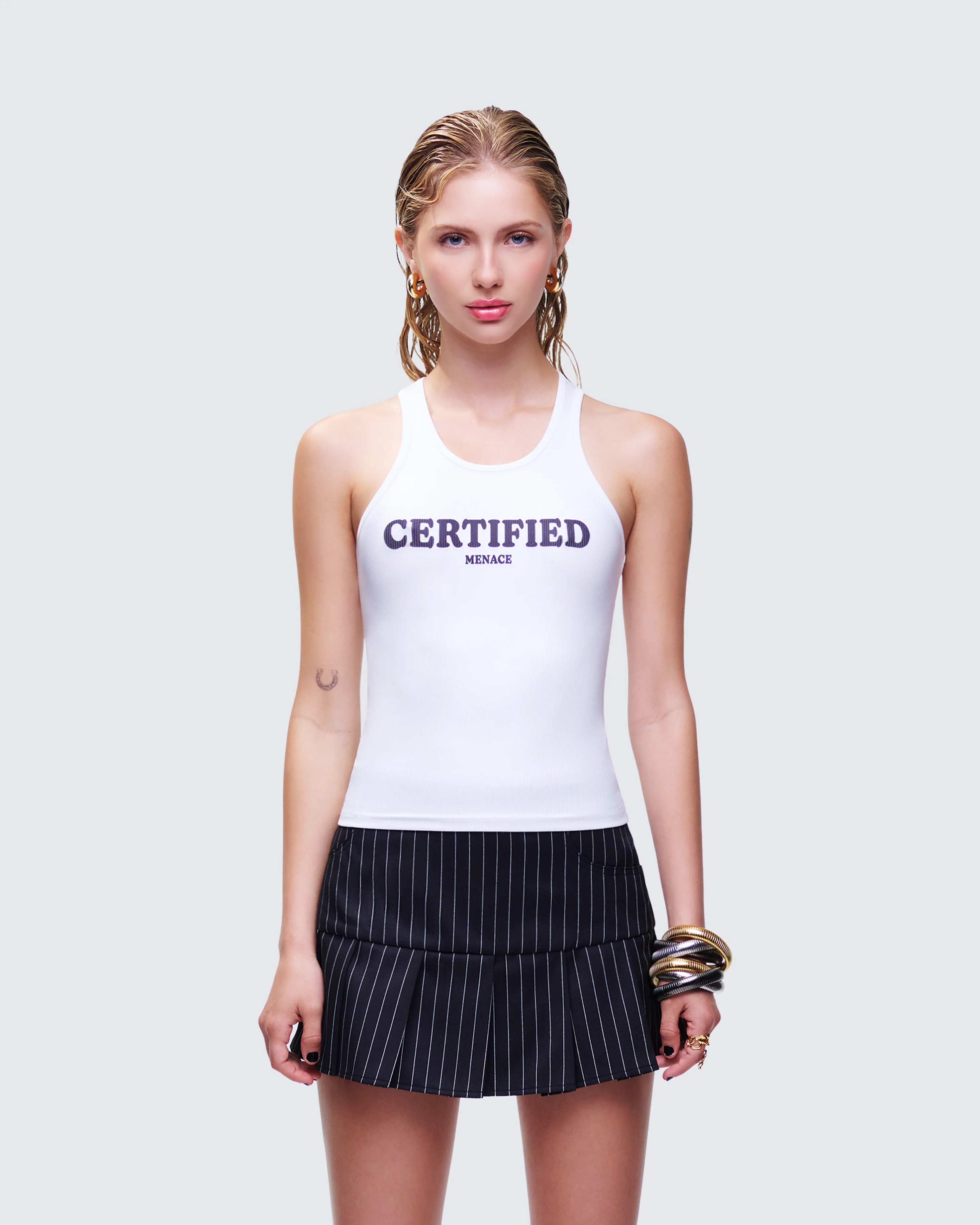Phoenix White Ribbed Graphic Tank - Image 2