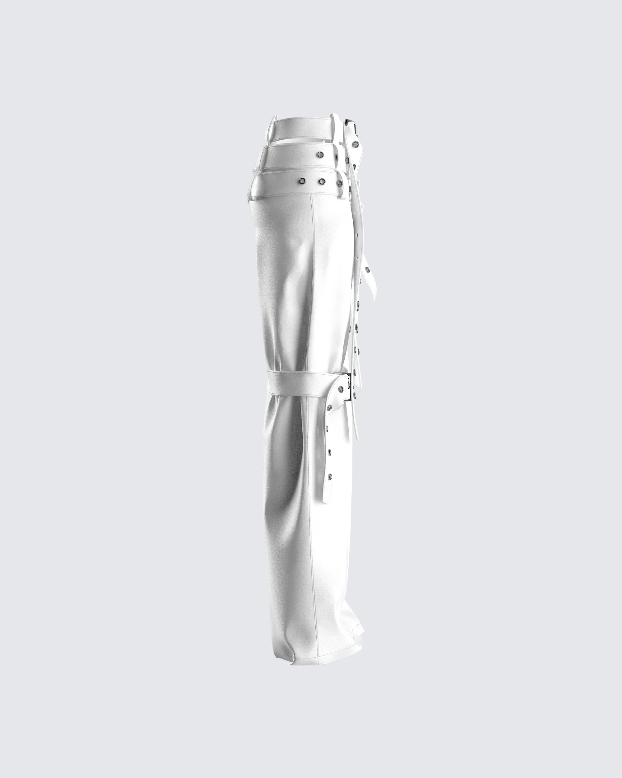 Pia White Faux Leather Belt Pant - Image 2