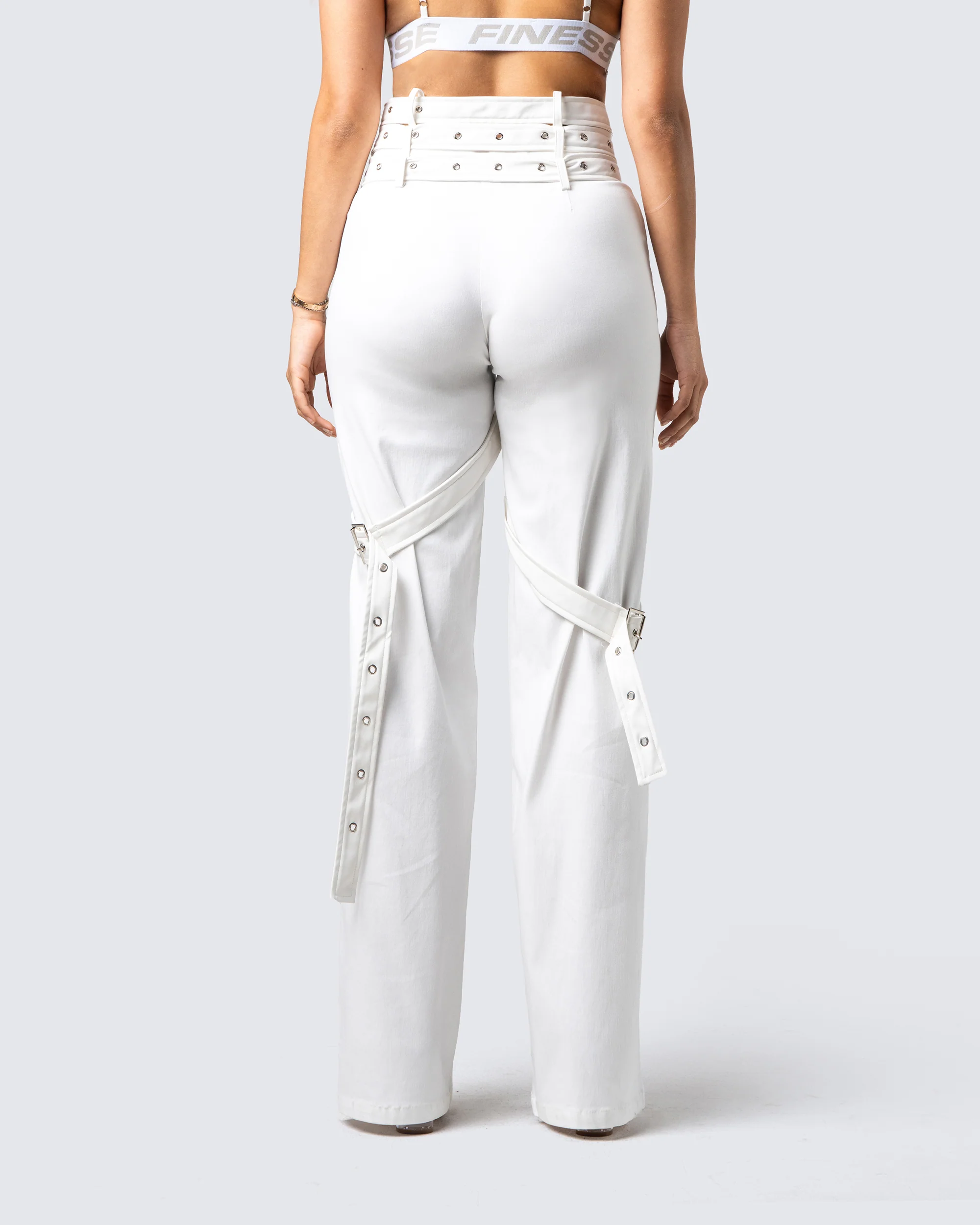 Pia White Faux Leather Belt Pant - Image 6